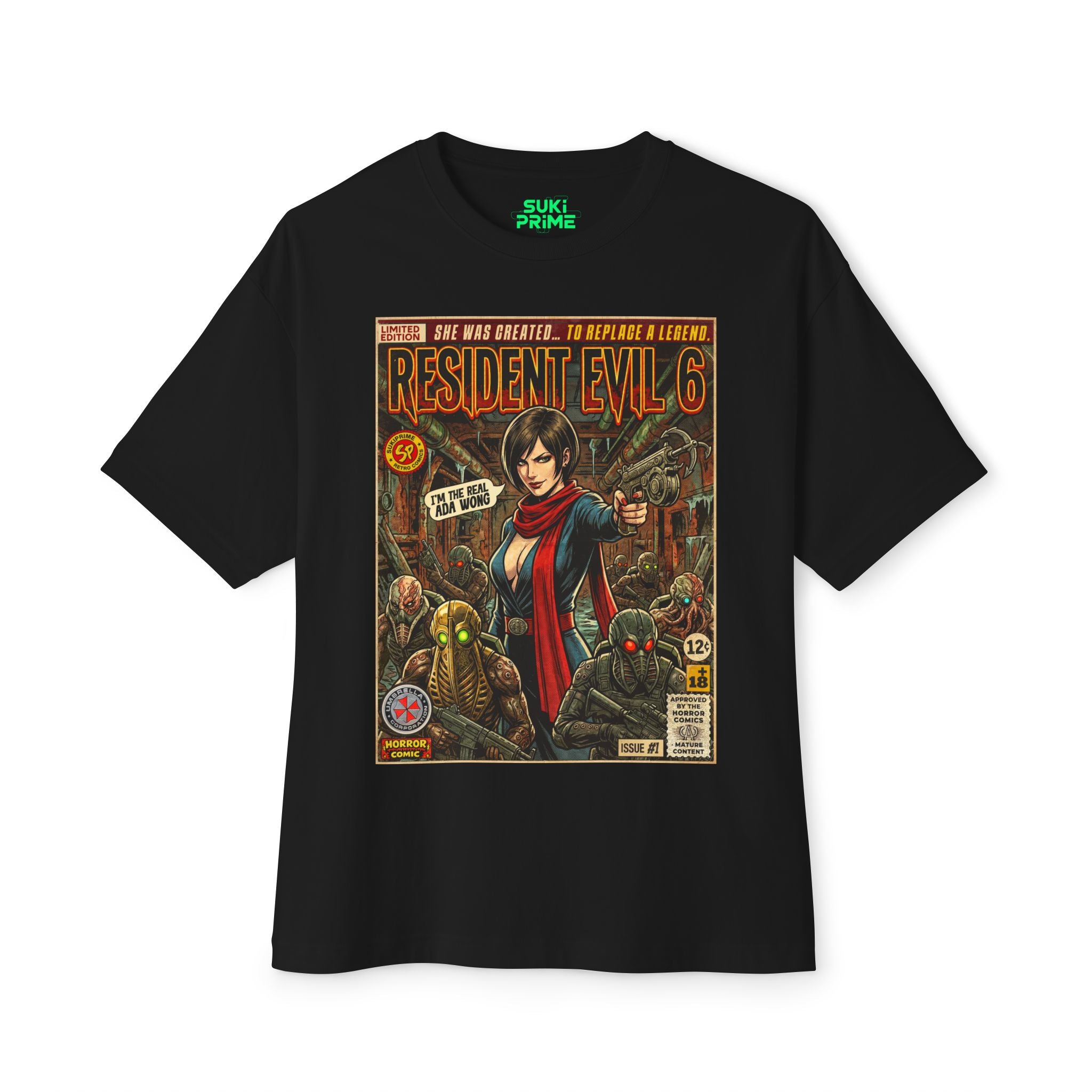 Black Resident Evil 6 Comic Art Oversized T-Shirt