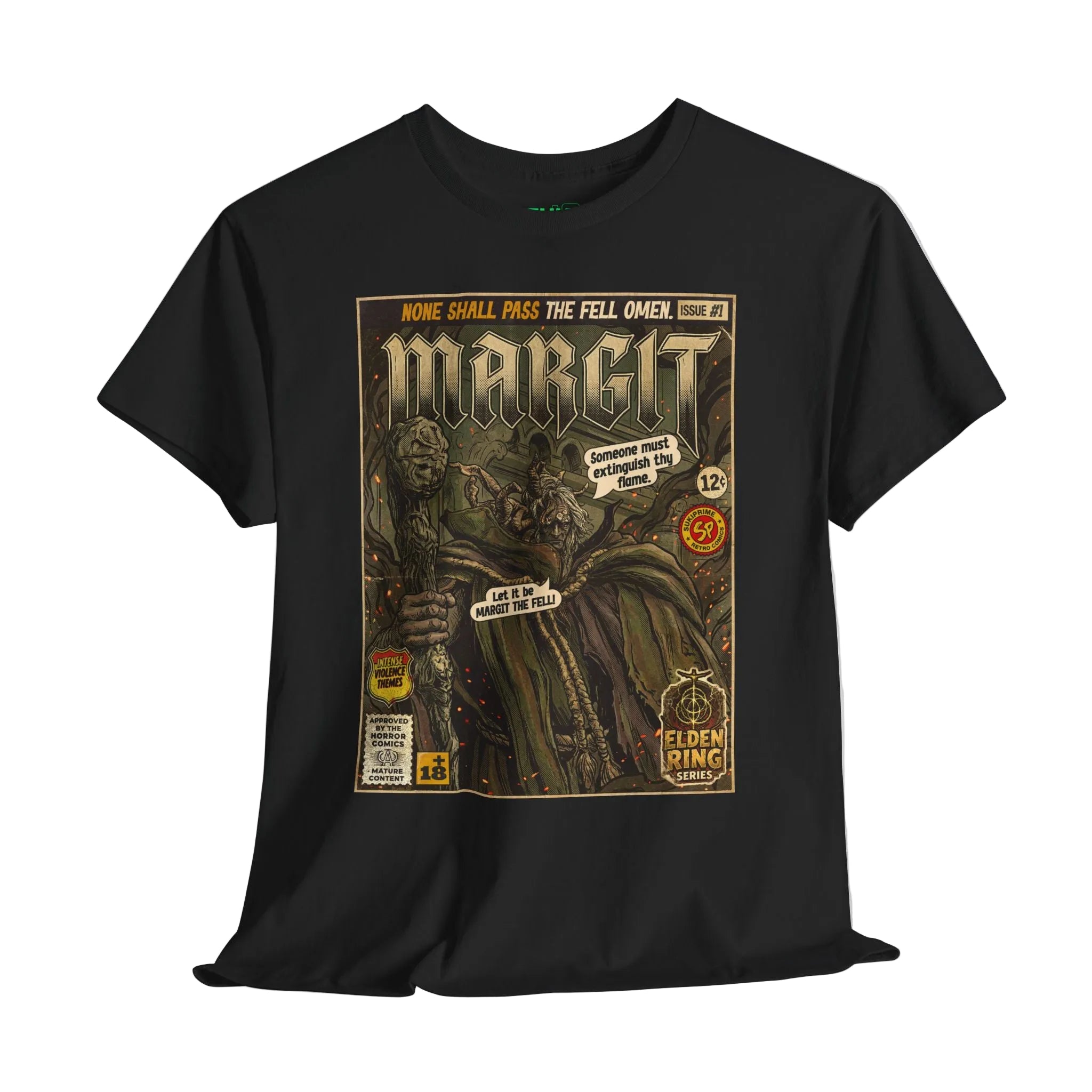 Black Margit Elden Ring Comic Art T-Shirt by SukiPrime