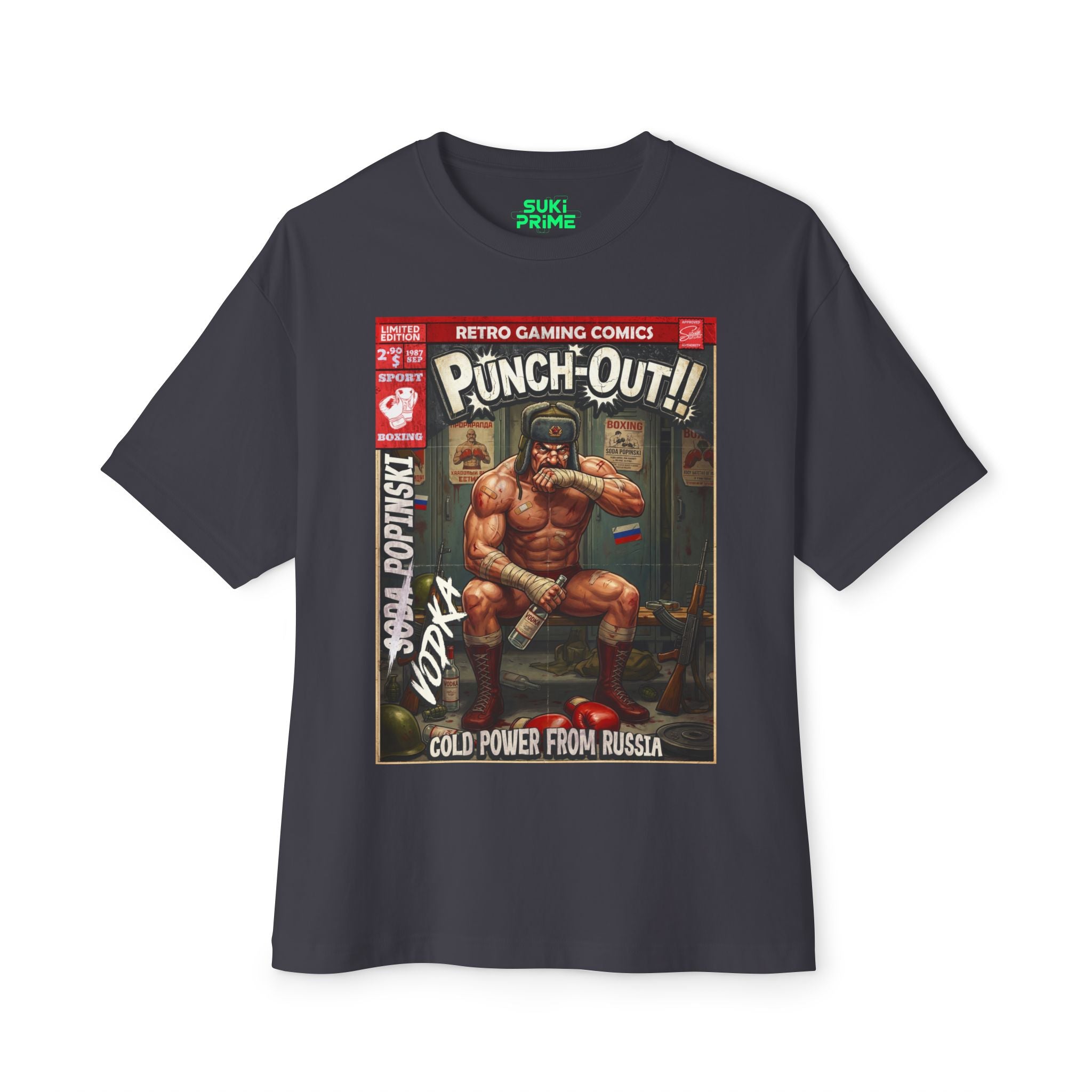 Punch-Out Piston Vodka Popinski Comic Cover Oversized T-Shirt