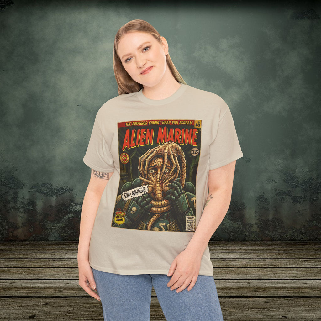 Alien Marine Vintage Comic Art Gaming T-Shirt