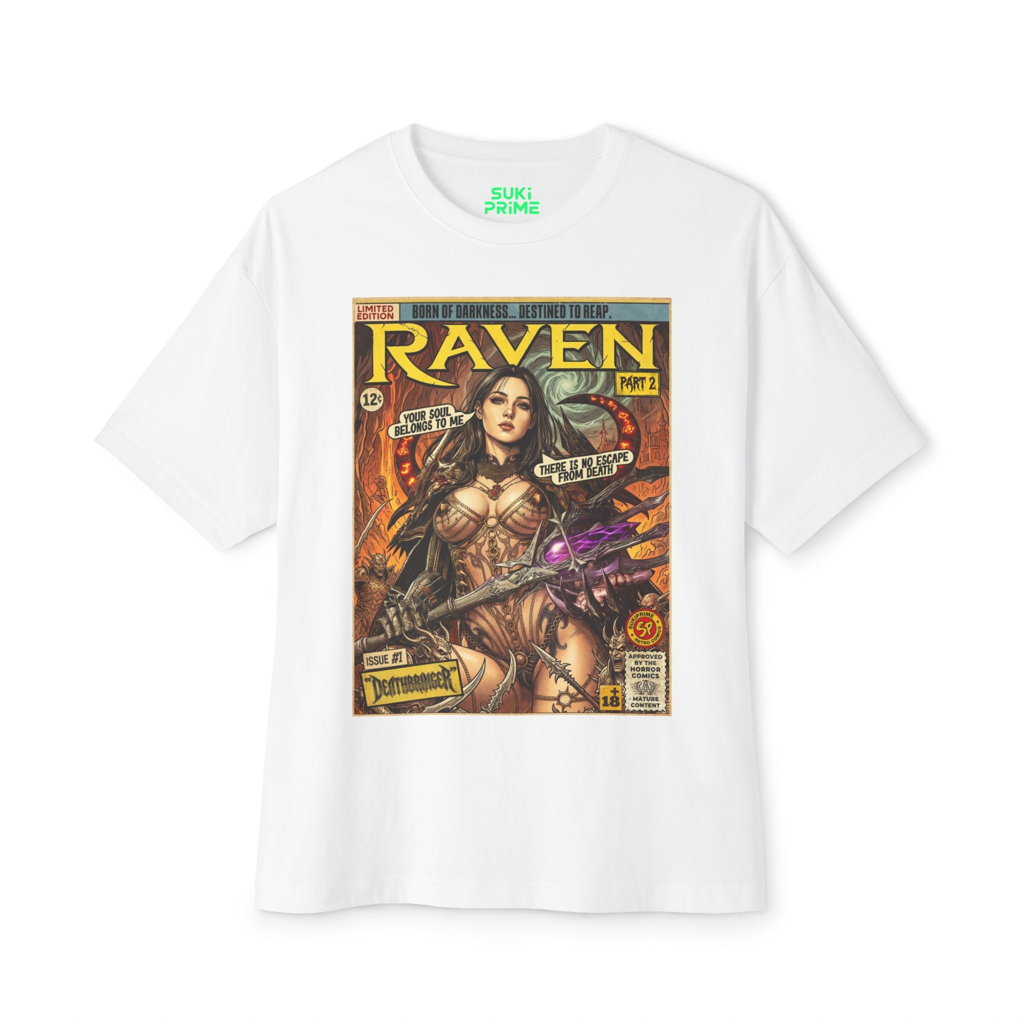 Raven 2 Deathbringer Comic Art Oversized T-Shirt