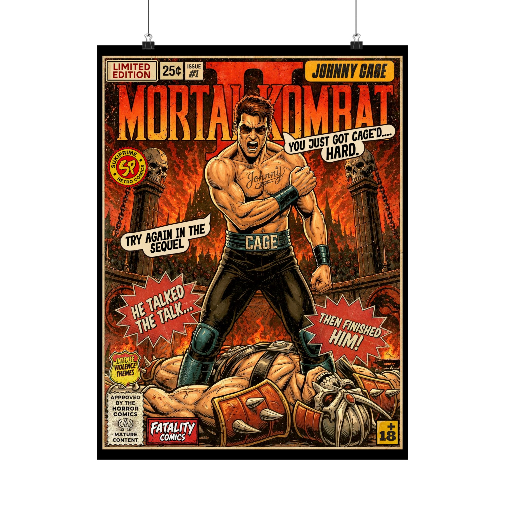 Mortal Kombat 2 Johnny Cage Comic Art Poster by SukiPrime
