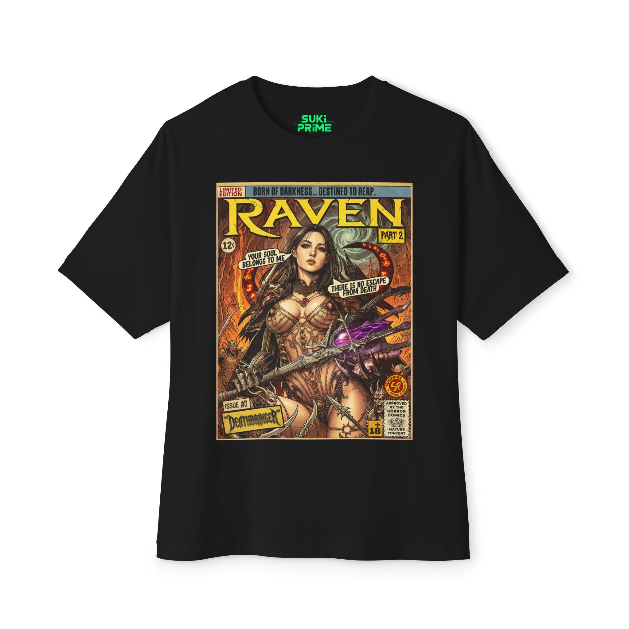 Raven 2 Deathbringer Comic Art Oversized T-Shirt by SukiPrime