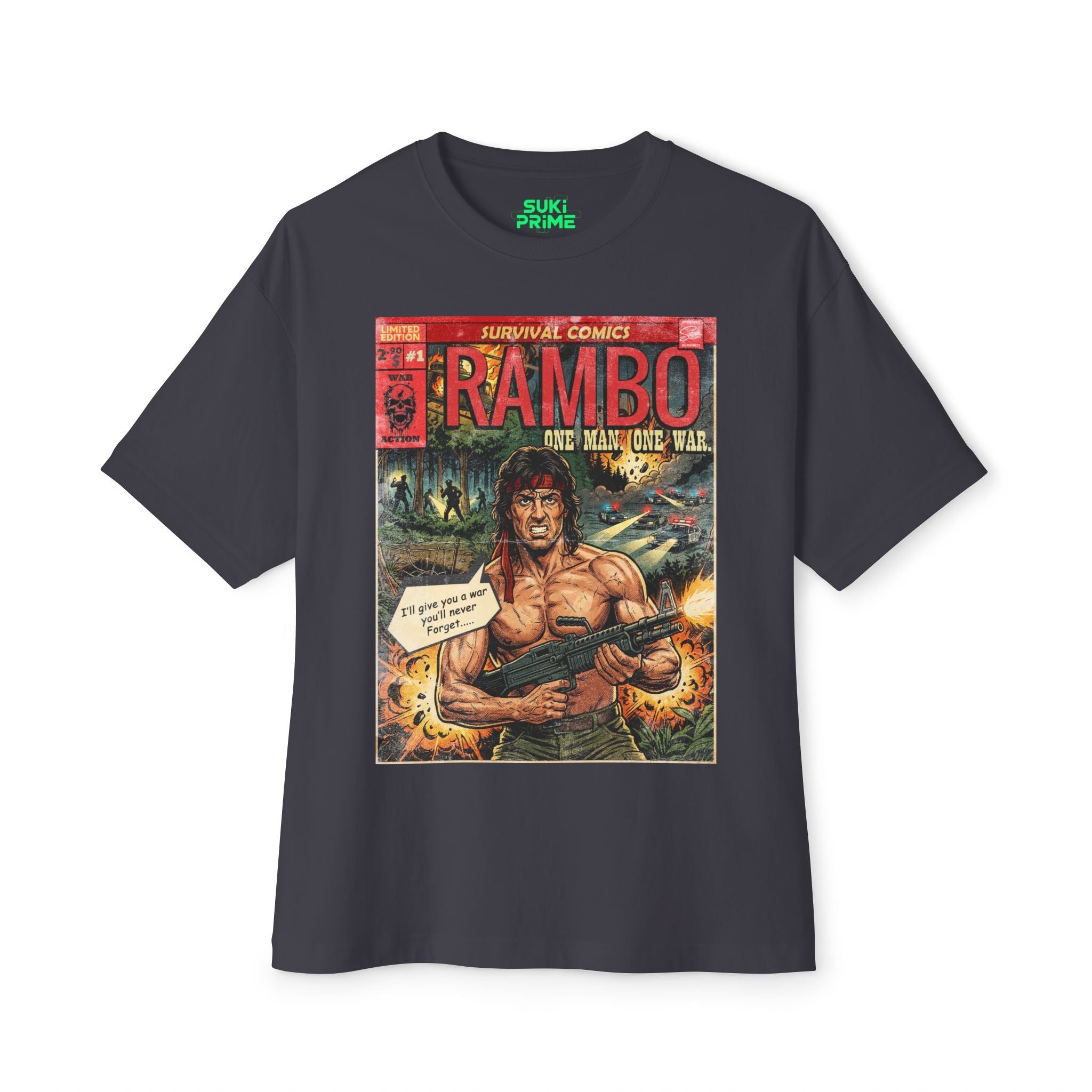 Rambo Movie Comic Cover Oversized T-Shirt