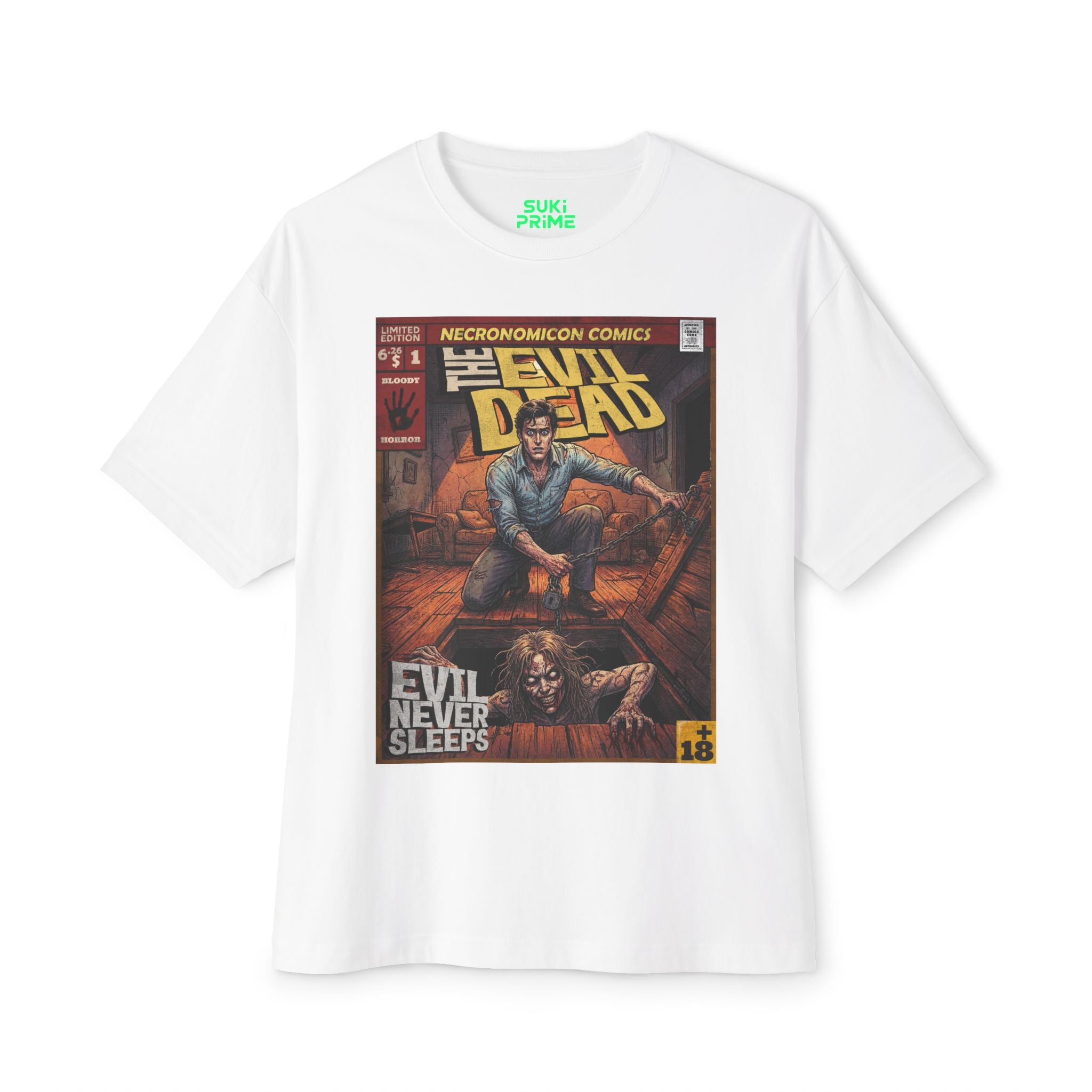 The Evil Dead Movie Comic Cover Oversized T-Shirt