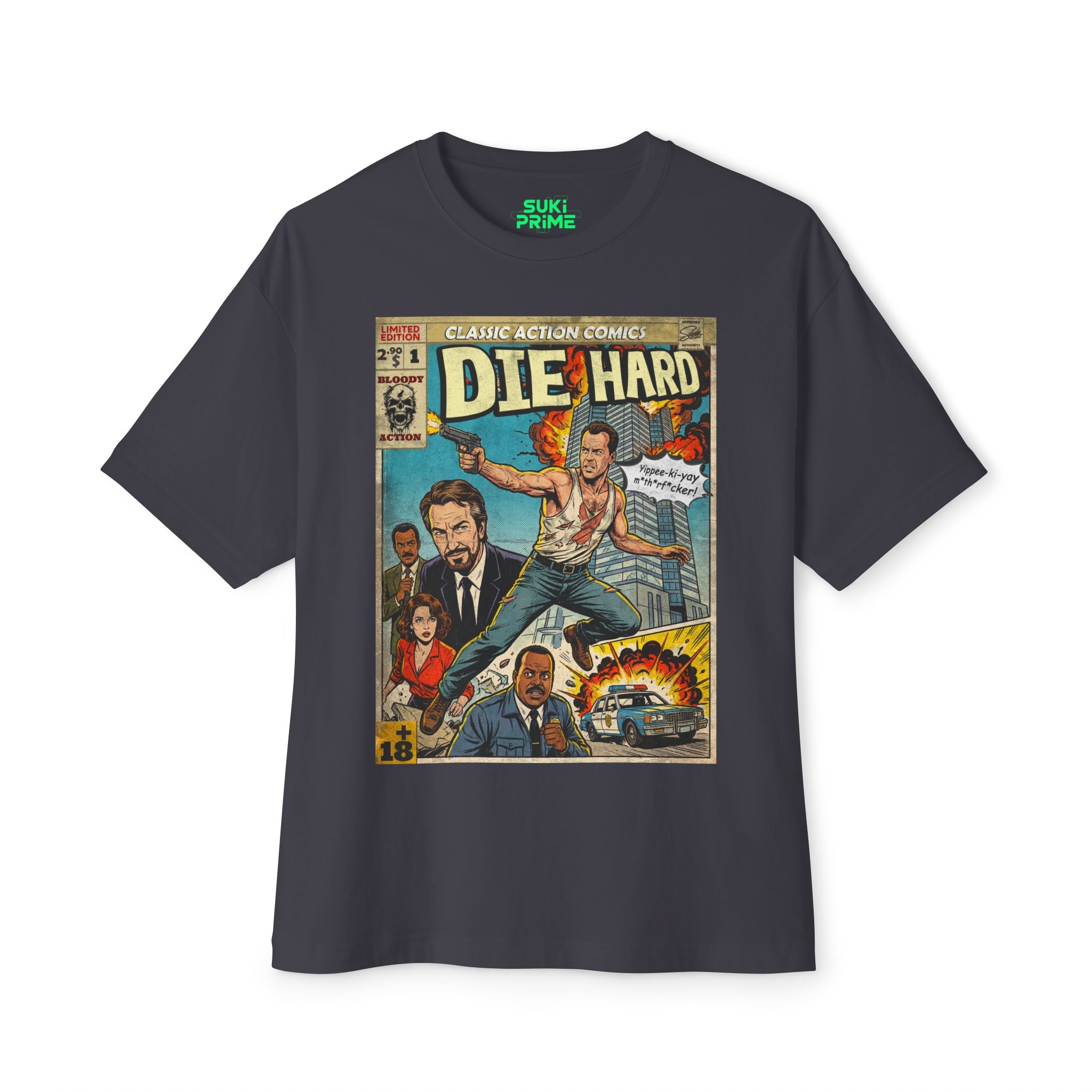 Die Hard Movie Comic Cover Oversized T-Shirt