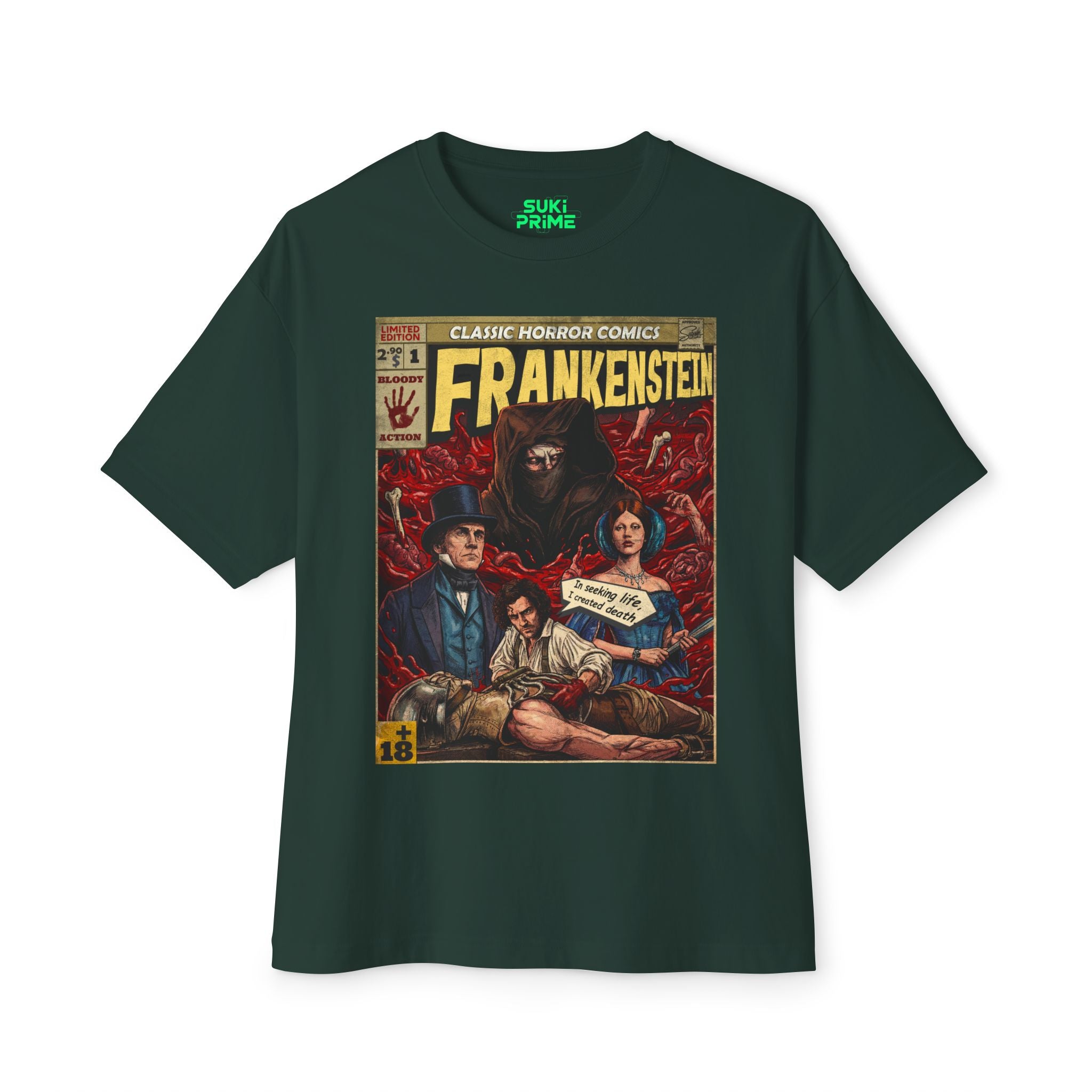 Frankenstein Movie Comic Cover Oversized T-Shirt