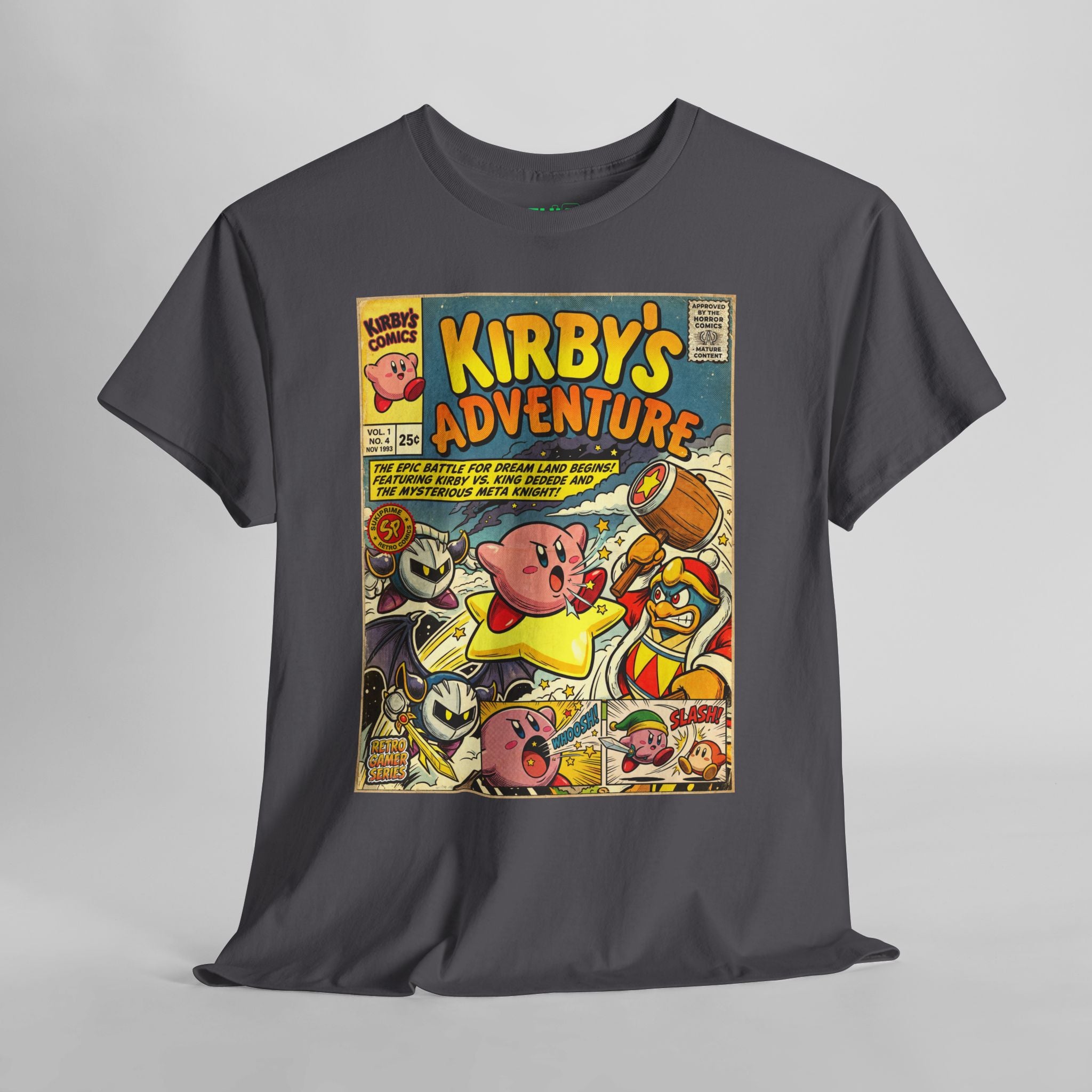 Grey Kirby's Adventure Comic Cover T-Shirt by SukiPrime