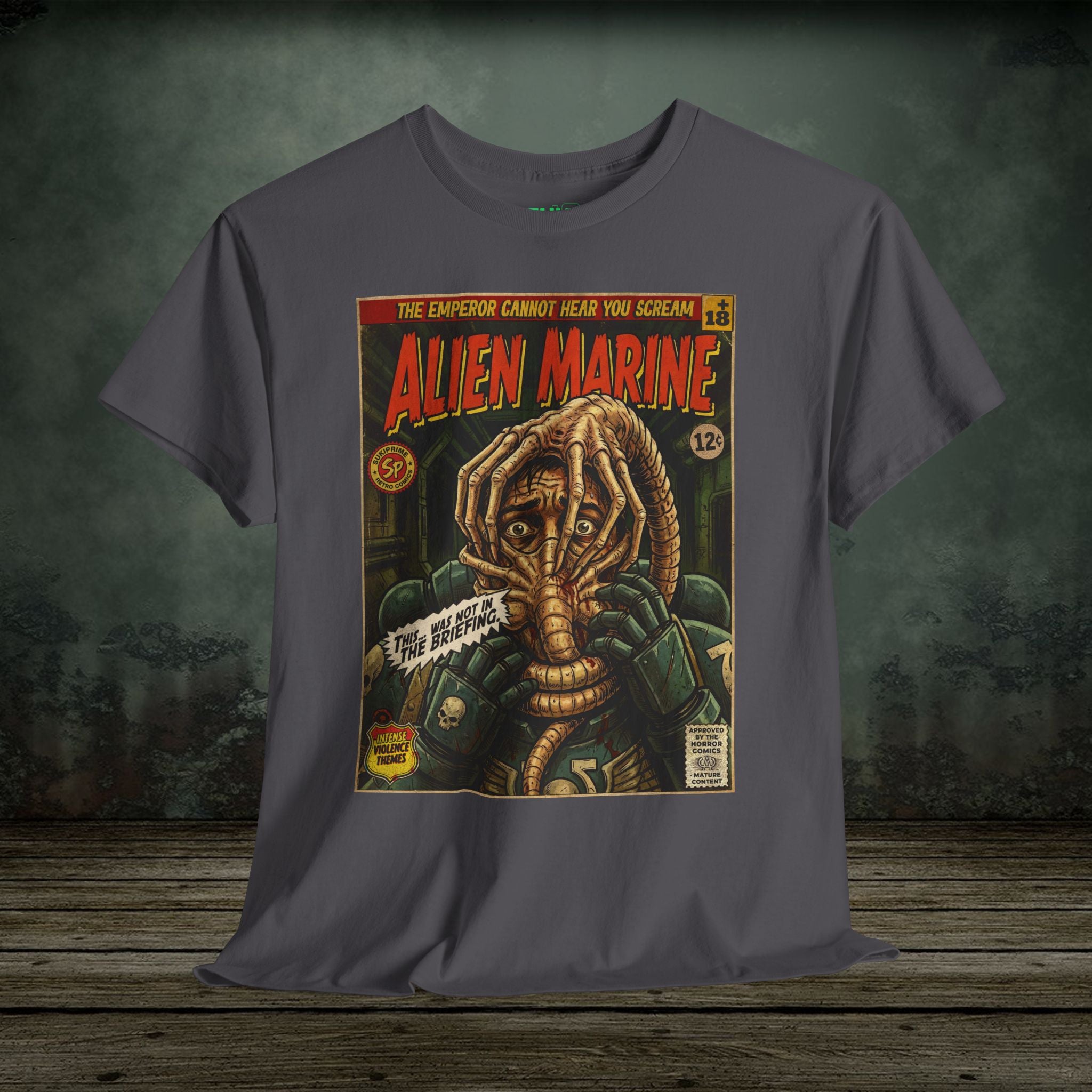 Alien Marine Vintage Comic Art Gaming T-Shirt