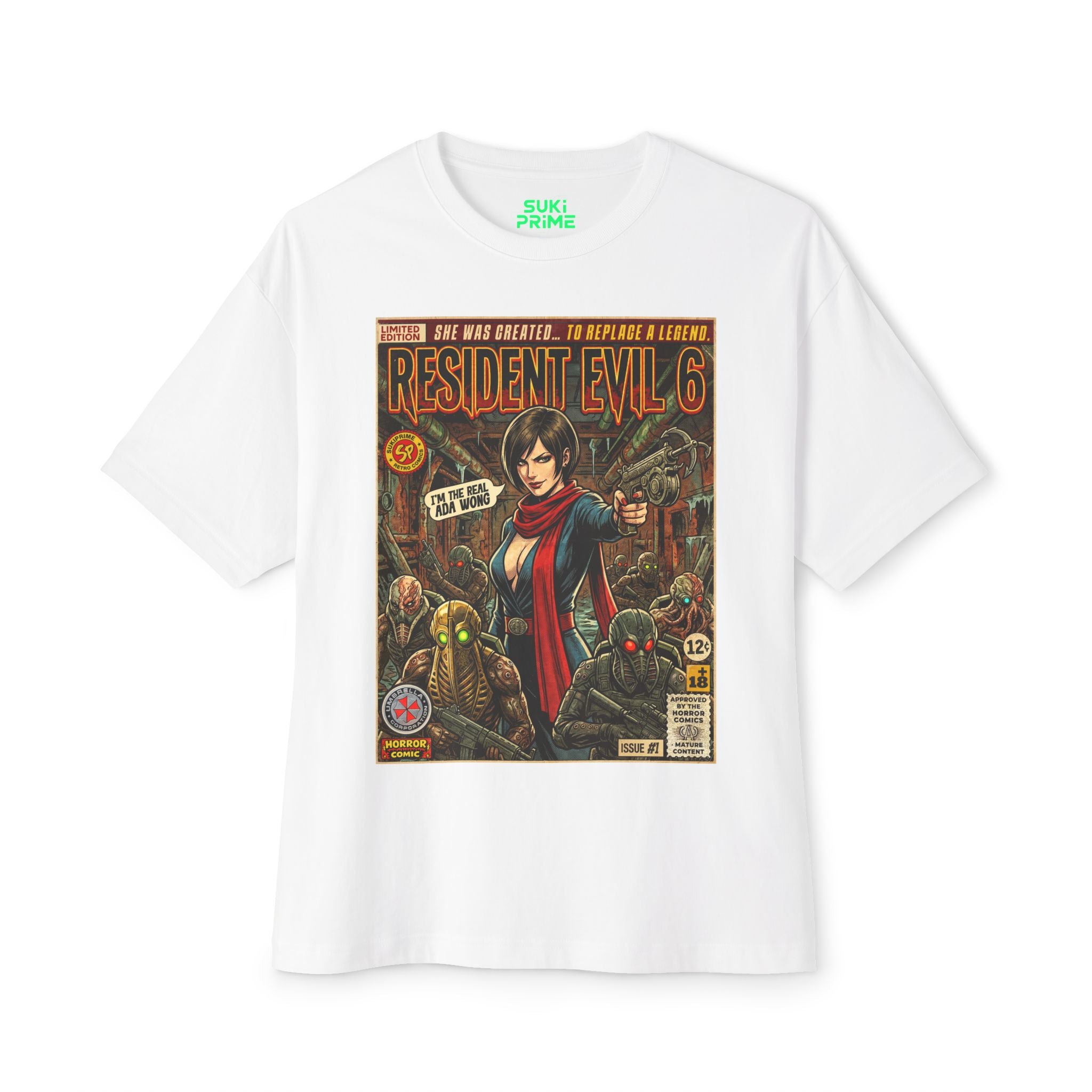 White Resident Evil 6 Comic Art Oversized T-Shirt