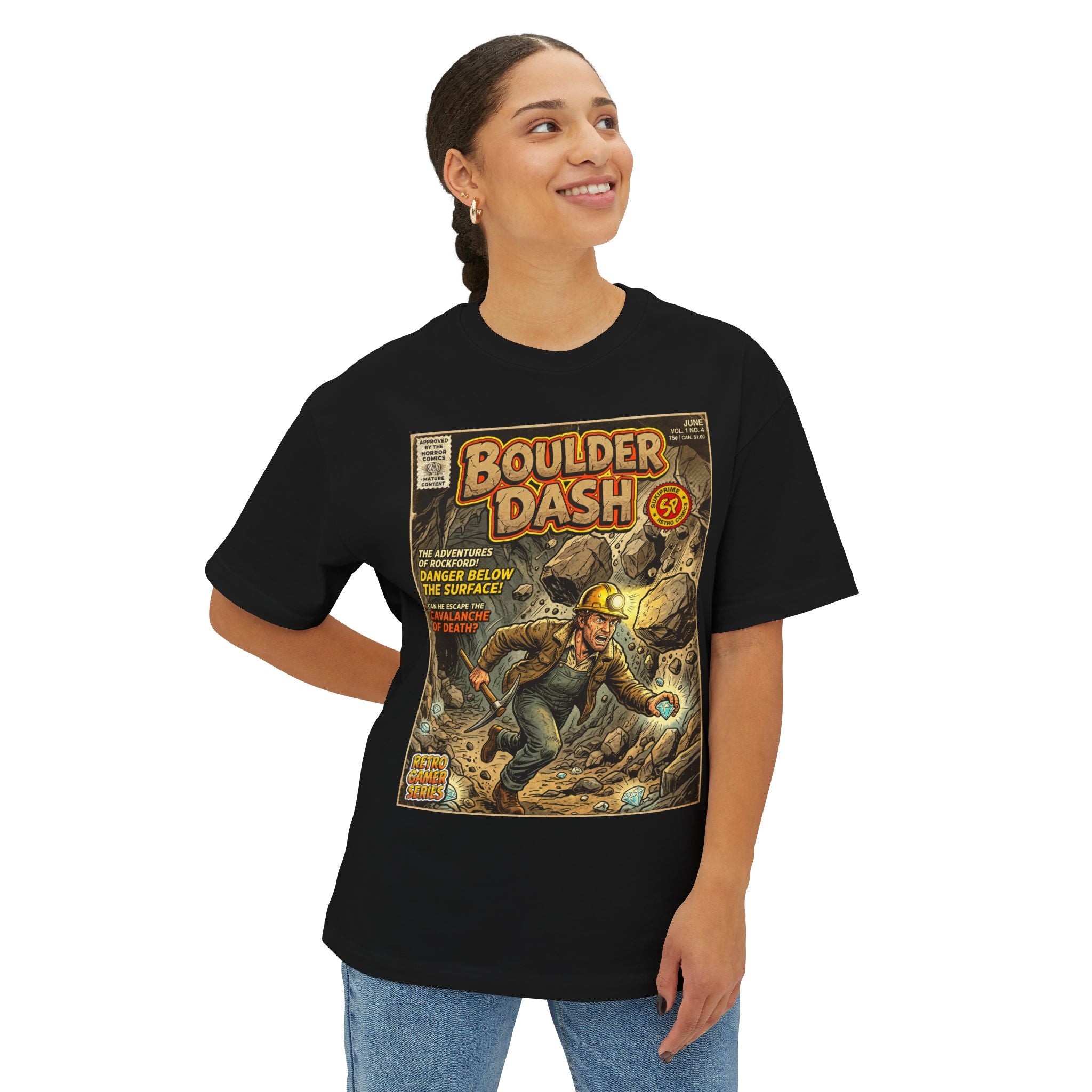 Boulder Dash Comic Art Oversized T-Shirt