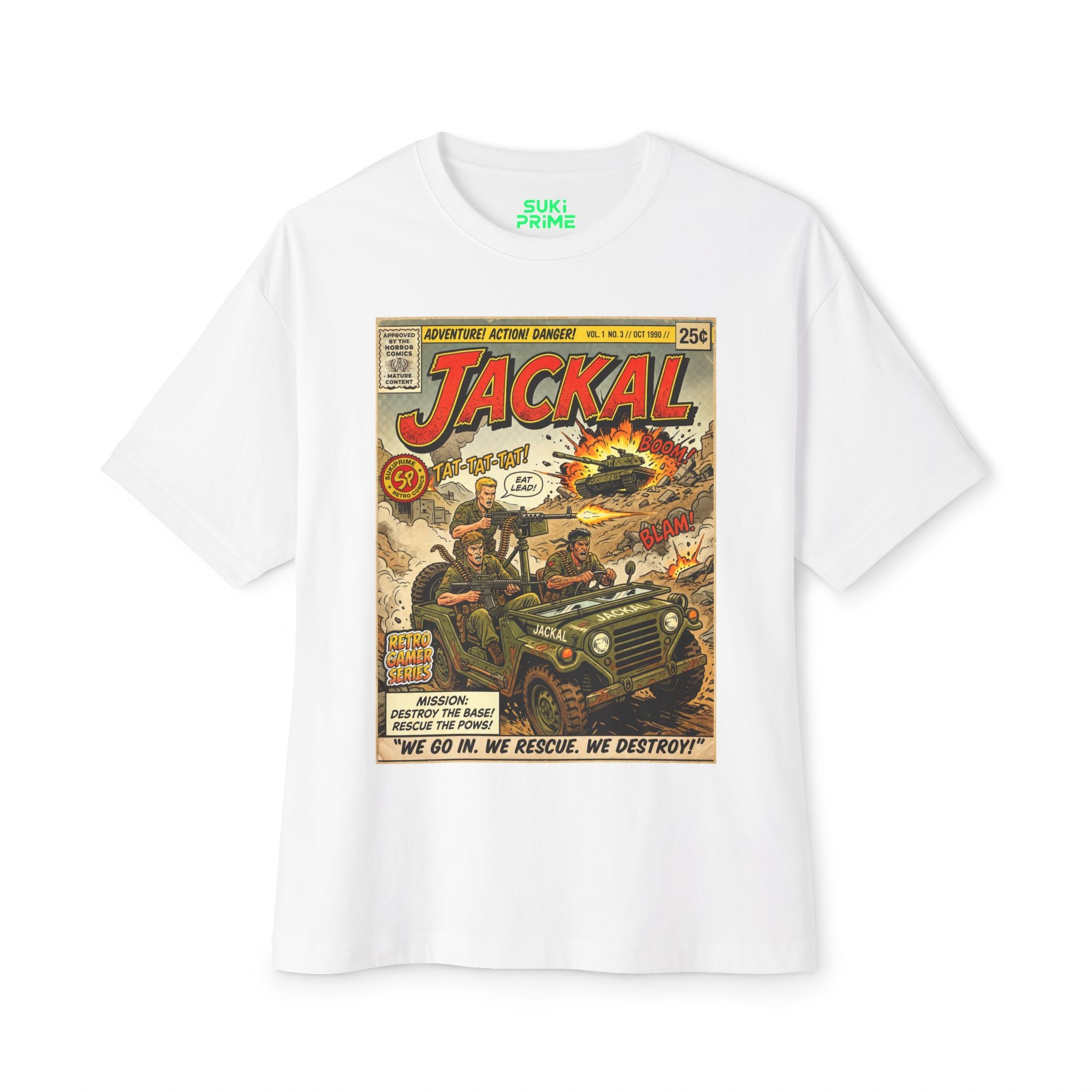 White Jackal Comic Art Oversized T-Shirt by Suki prime