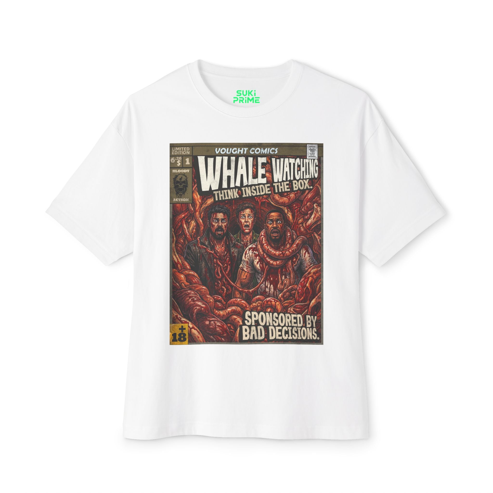 Whale Watching Comic Cover Oversized T‑Shirt
