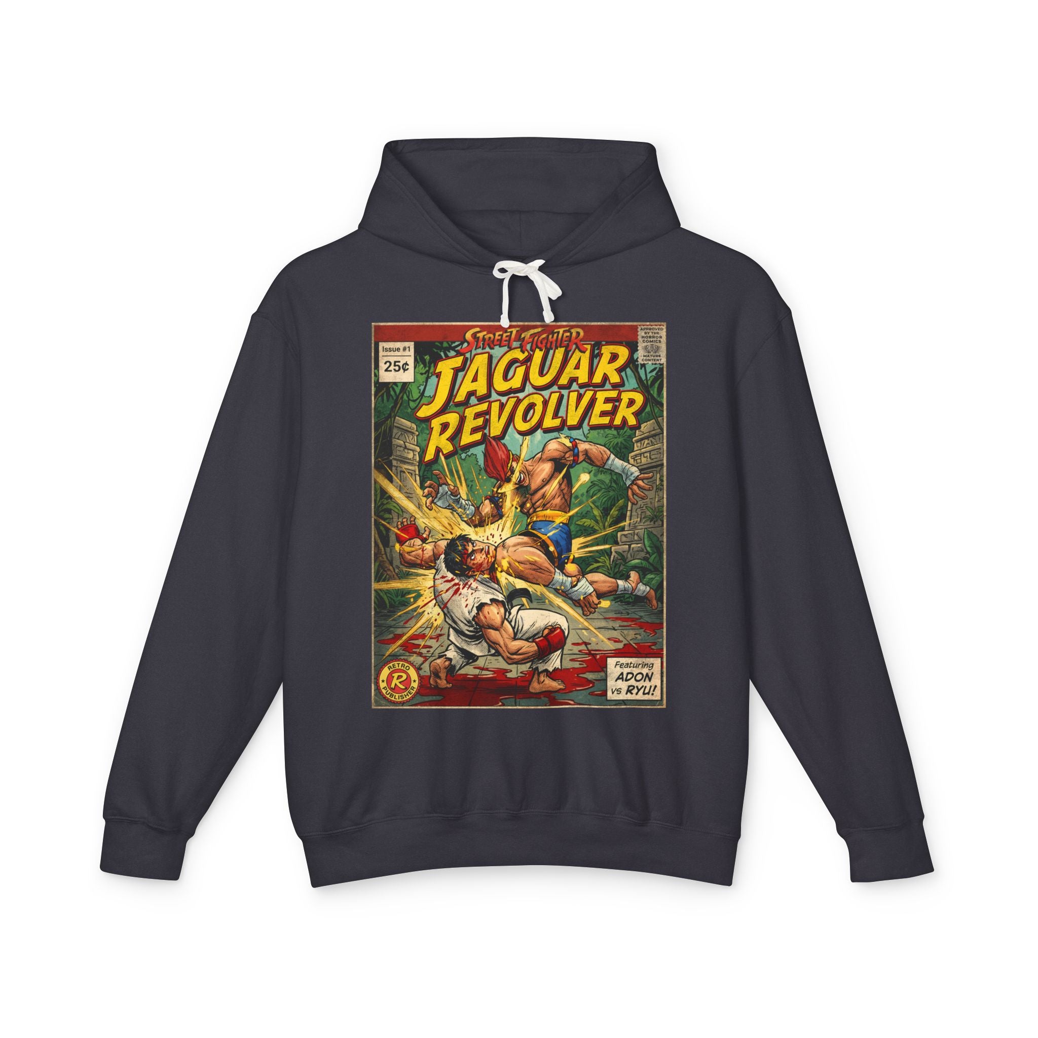 Adon Street Fighter Comic Cover Gaming Hoodie featuring unique vintage comic cover art. High-quality gaming apparel for retro fans by SukiPrime