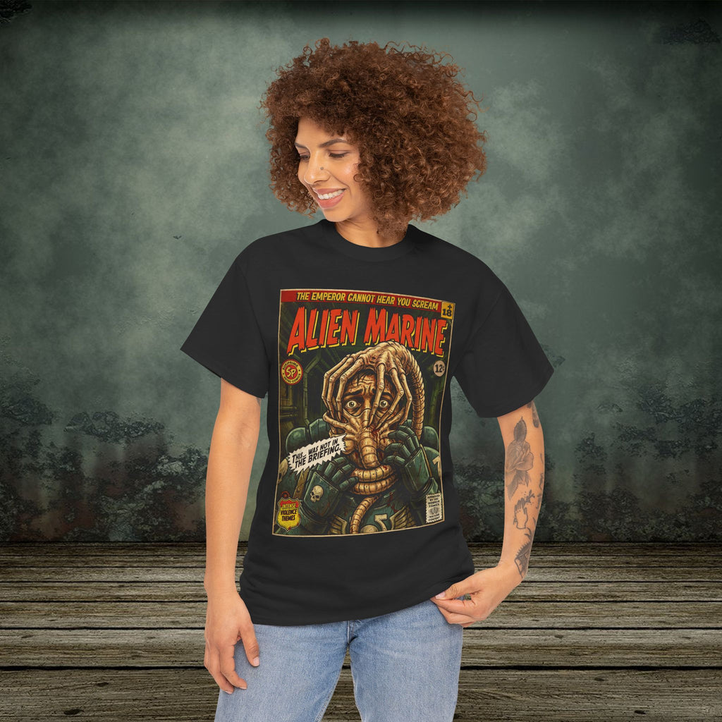 Alien Marine Vintage Comic Art Gaming T-Shirt