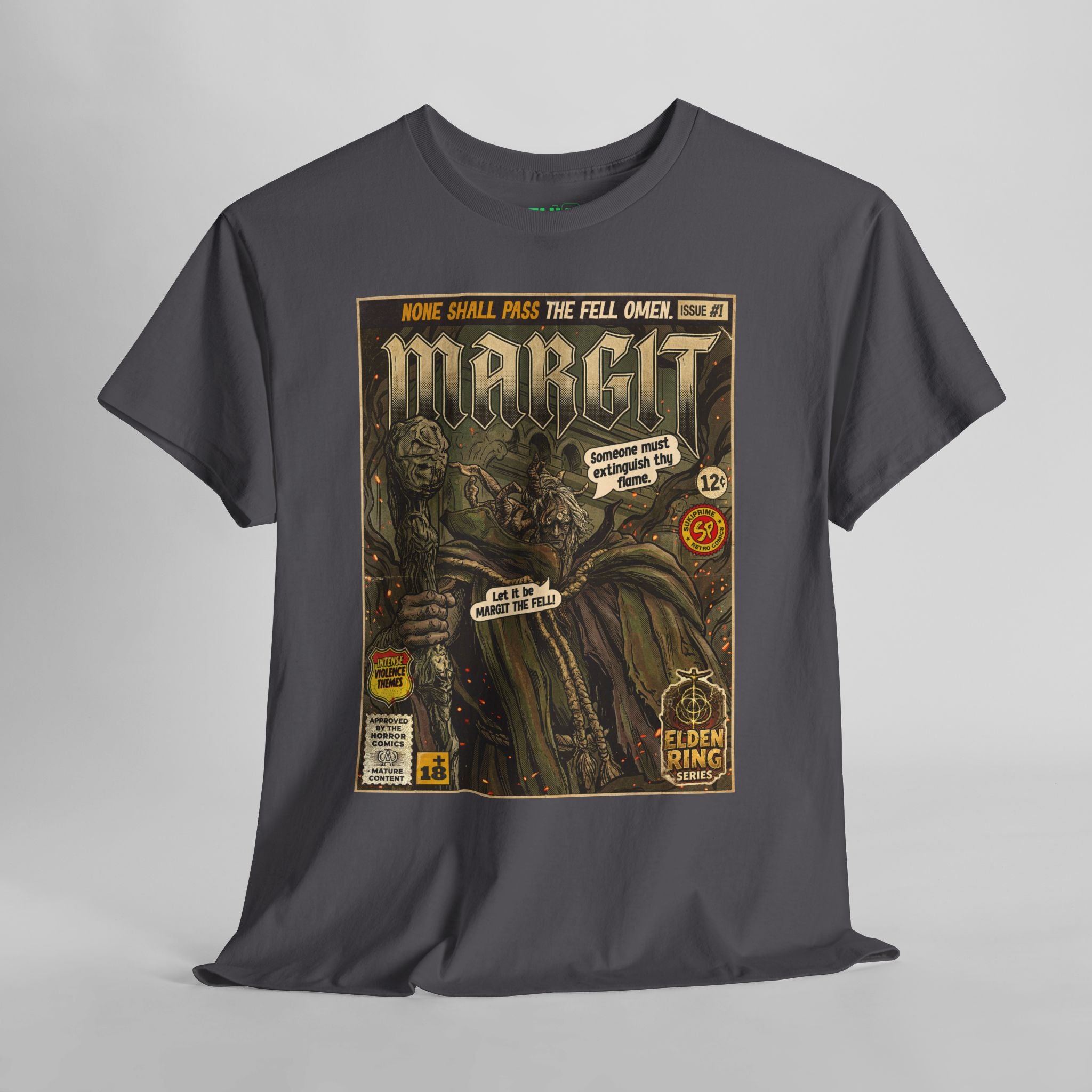 Grey Margit Elden Ring Comic Art T-Shirt by SukiPrime