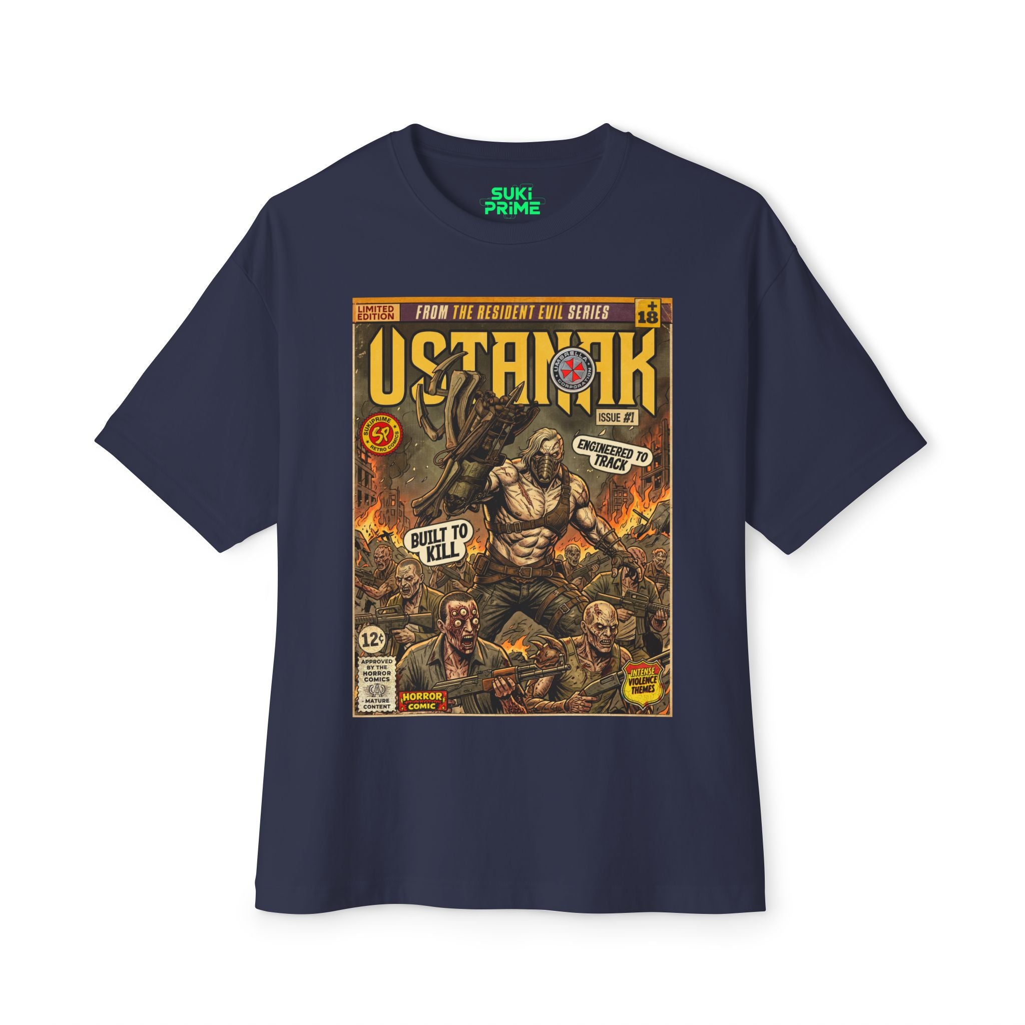 Blue Resident Evil 6 Comic Art Oversized T-Shirt by SukiPrime