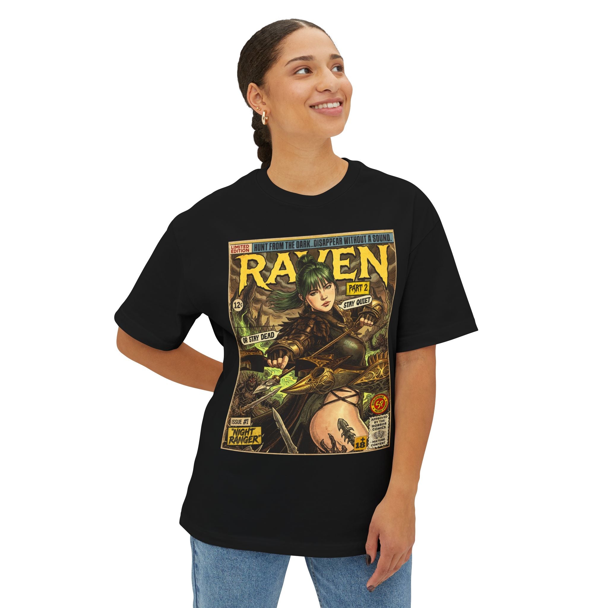 Raven 2 Night Ranger Comic Art Oversized T-Shirt