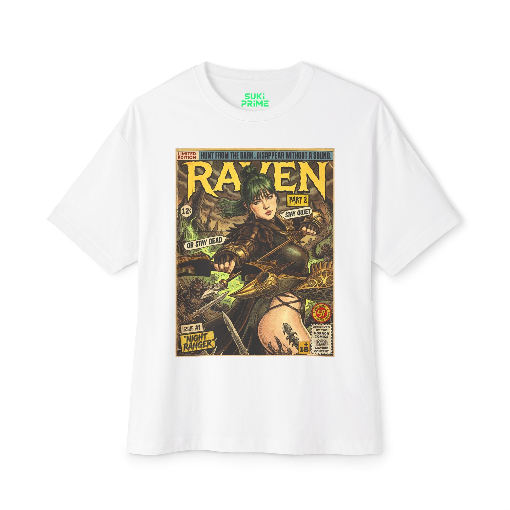 Raven 2 Night Ranger Comic Art Oversized T-Shirt