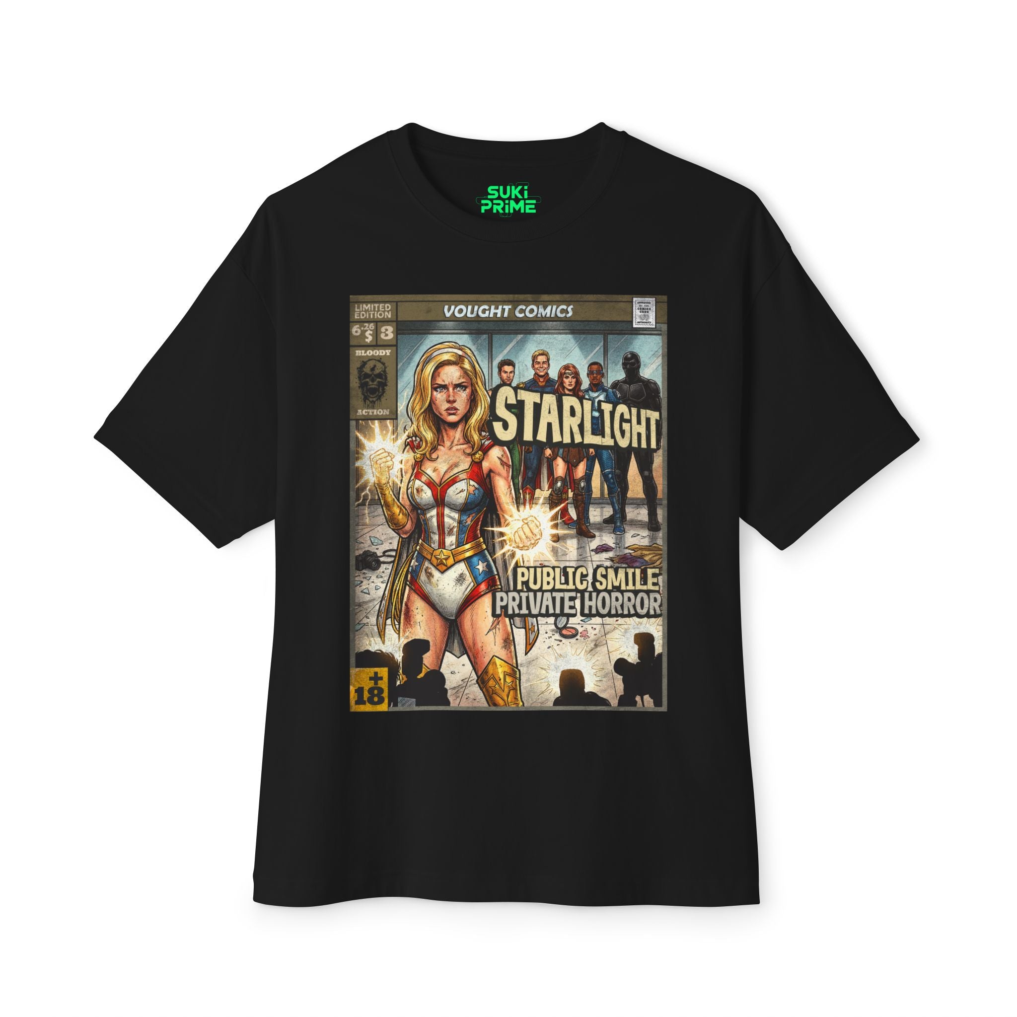 Shop Retro Vintage Comic Cover The Boys oversized unisex t‑shirt by SukiPrime. Exclusive TV-series inspired design with nostalgic comic-cover style.