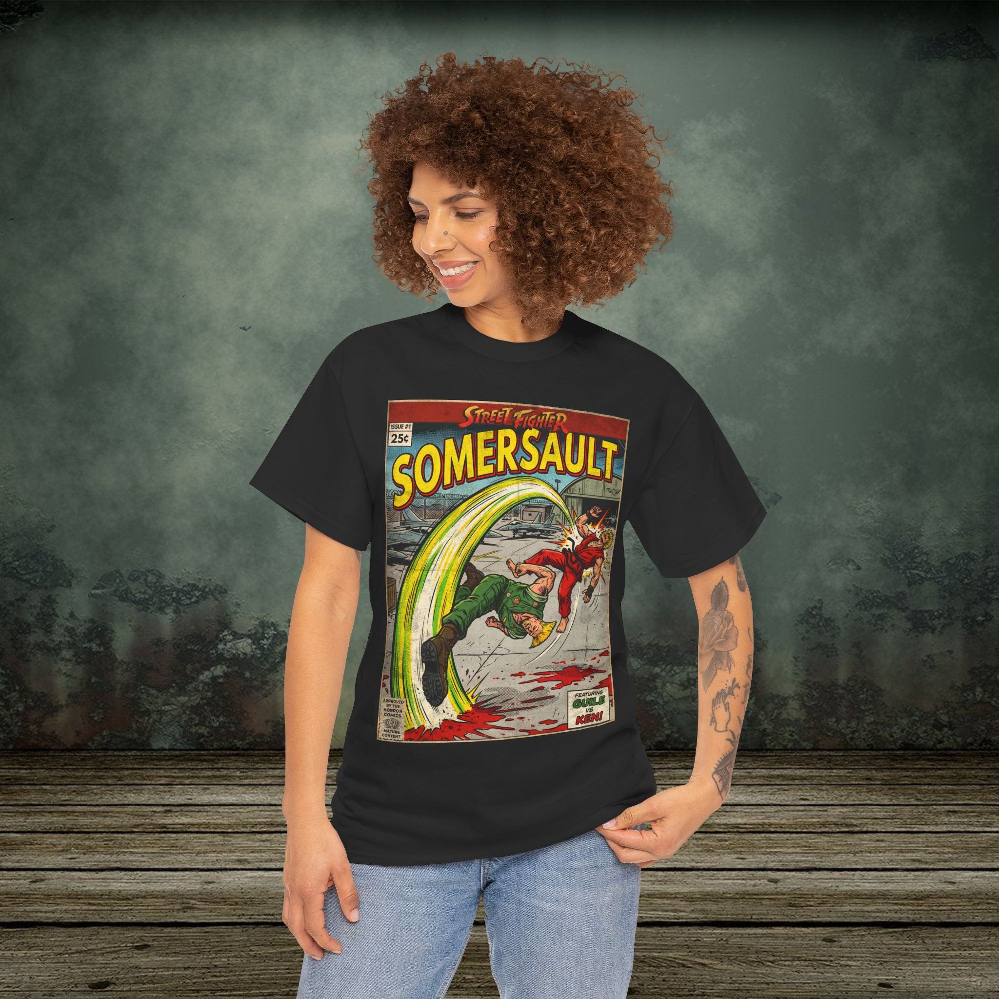 illustrated gaming t-shirt with comic book cover art style design by SukiPrime
