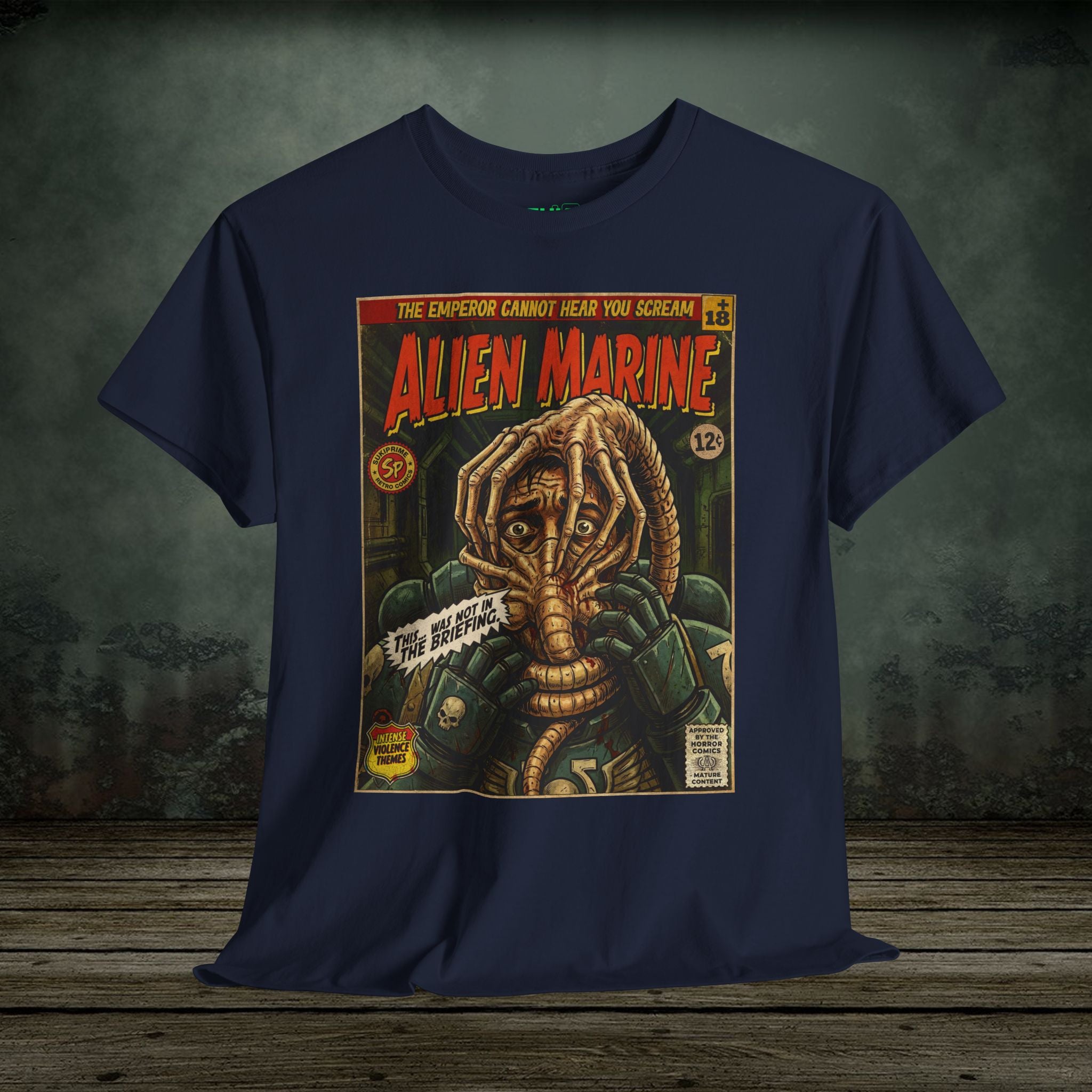 Alien Marine Vintage Comic Art Gaming T-Shirt