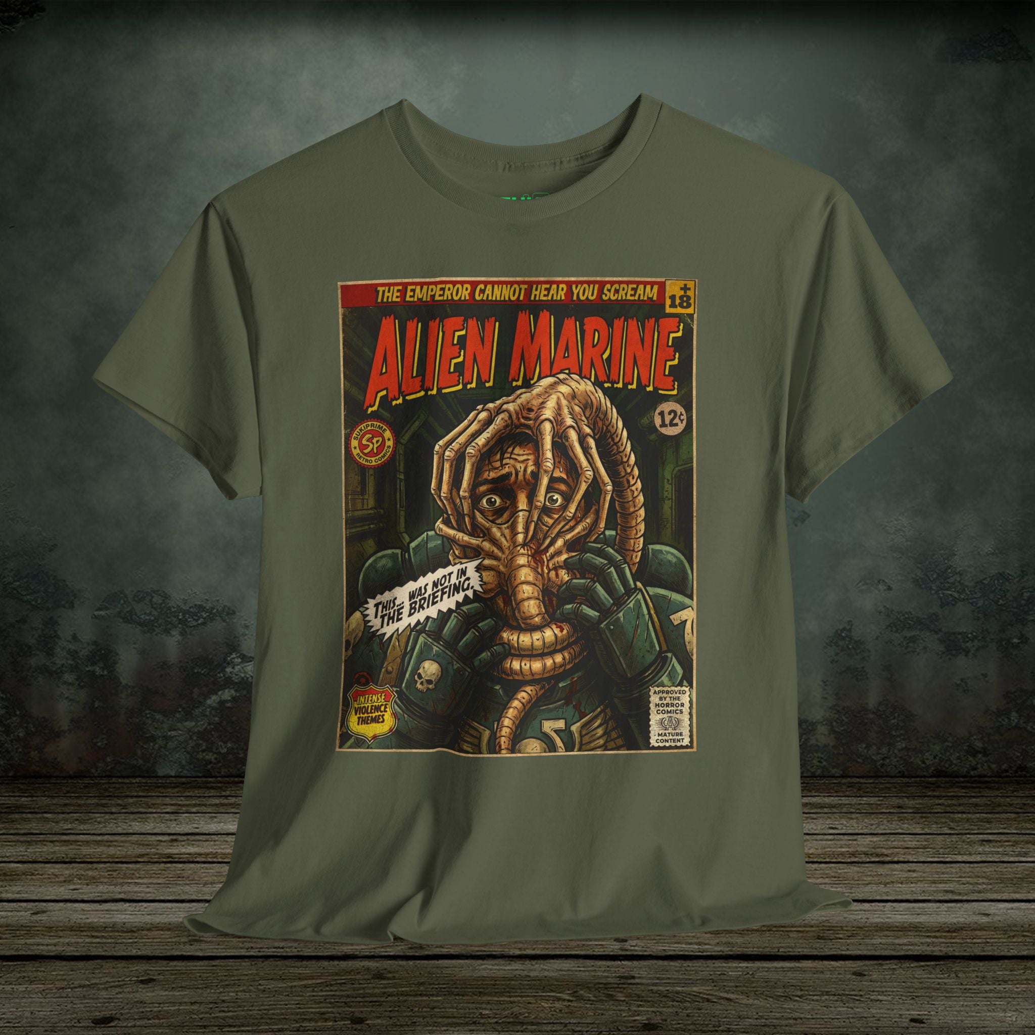 Alien Marine Vintage Comic Art Gaming T-Shirt