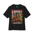 Black t-shirt with 'Punch-Out!!' graphic design featuring a character in boxing gloves on a white background featuring unique vintage comic cover art, High-quality gaming apparel for retro horror fans by sukiprime
