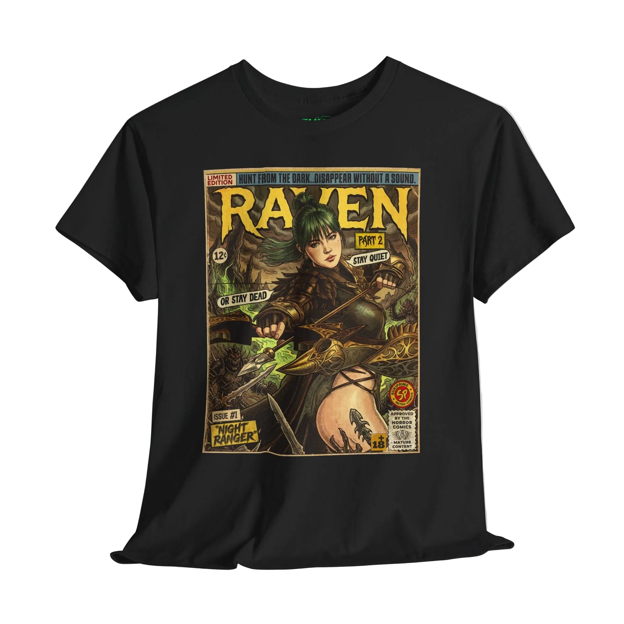 Black Raven 2 Night Ranger Comic Art T-Shirt by SukiPrime