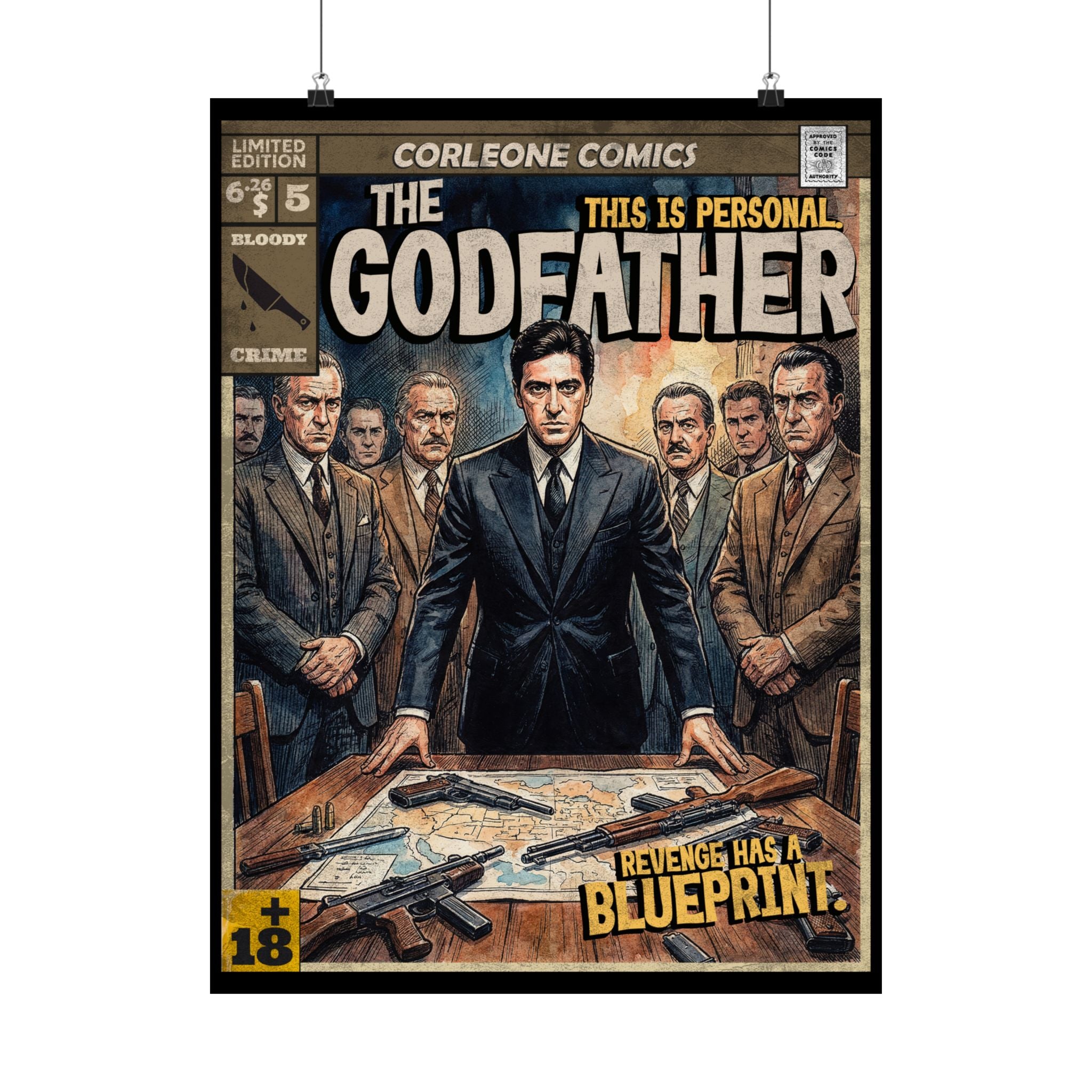The Godfather Movie Comic Satin Poster (300gsm) 18″ x 24″ (Vertical)