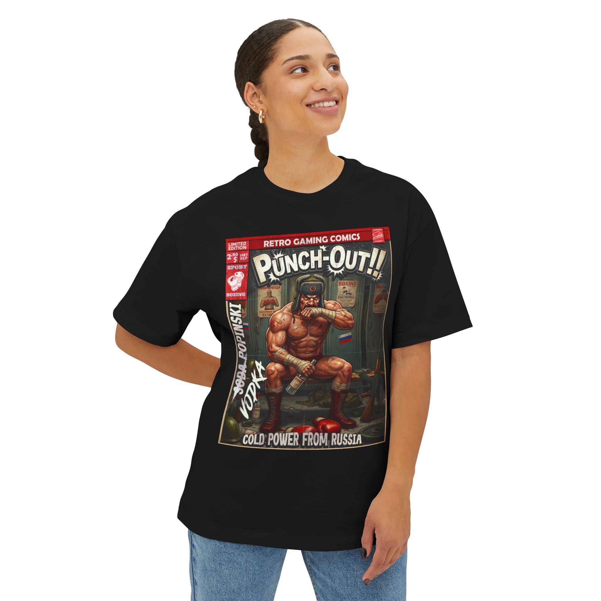Punch-Out Piston Vodka Popinski Comic Cover Oversized T-Shirt