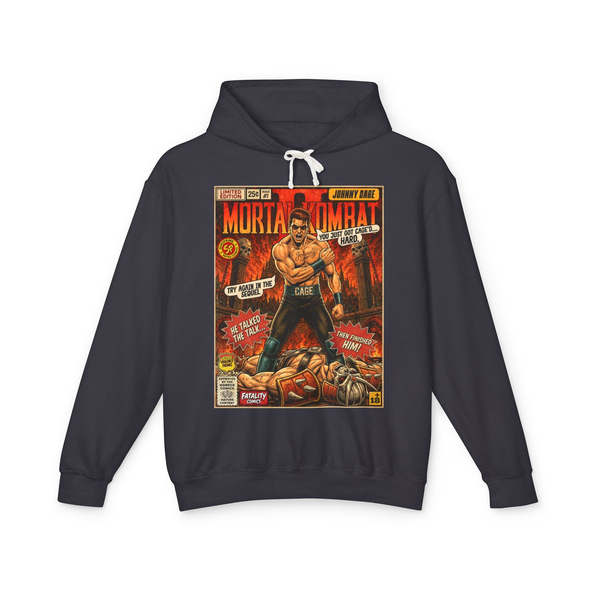 Black Mortal Kombat 2 Johnny Cage Comic Art Hoodie by SukiPrime