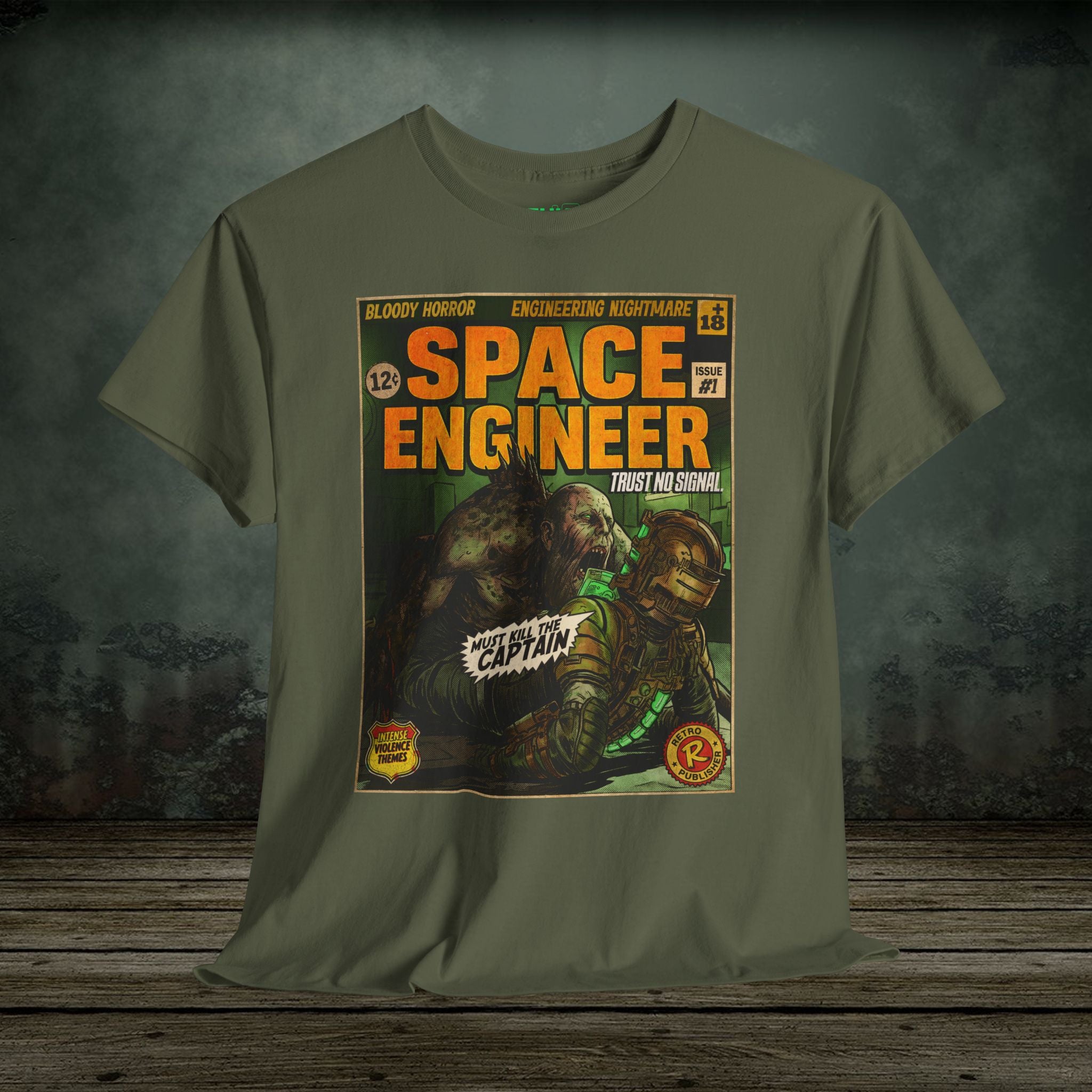 Space Engineer Vintage Comic Art Gaming T-Shirt