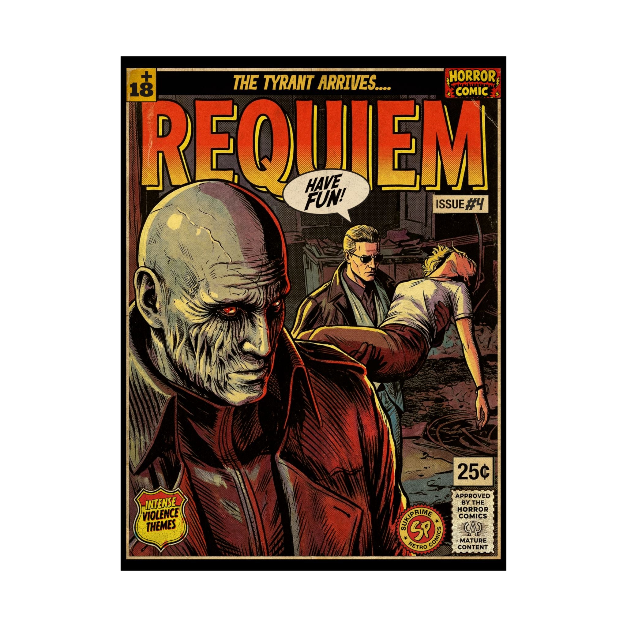 Retro Vintage Comic Gaming Poster, 18x24 premium satin prints inspired by classic Resident Evil Requiem Game by  SukiPrime.