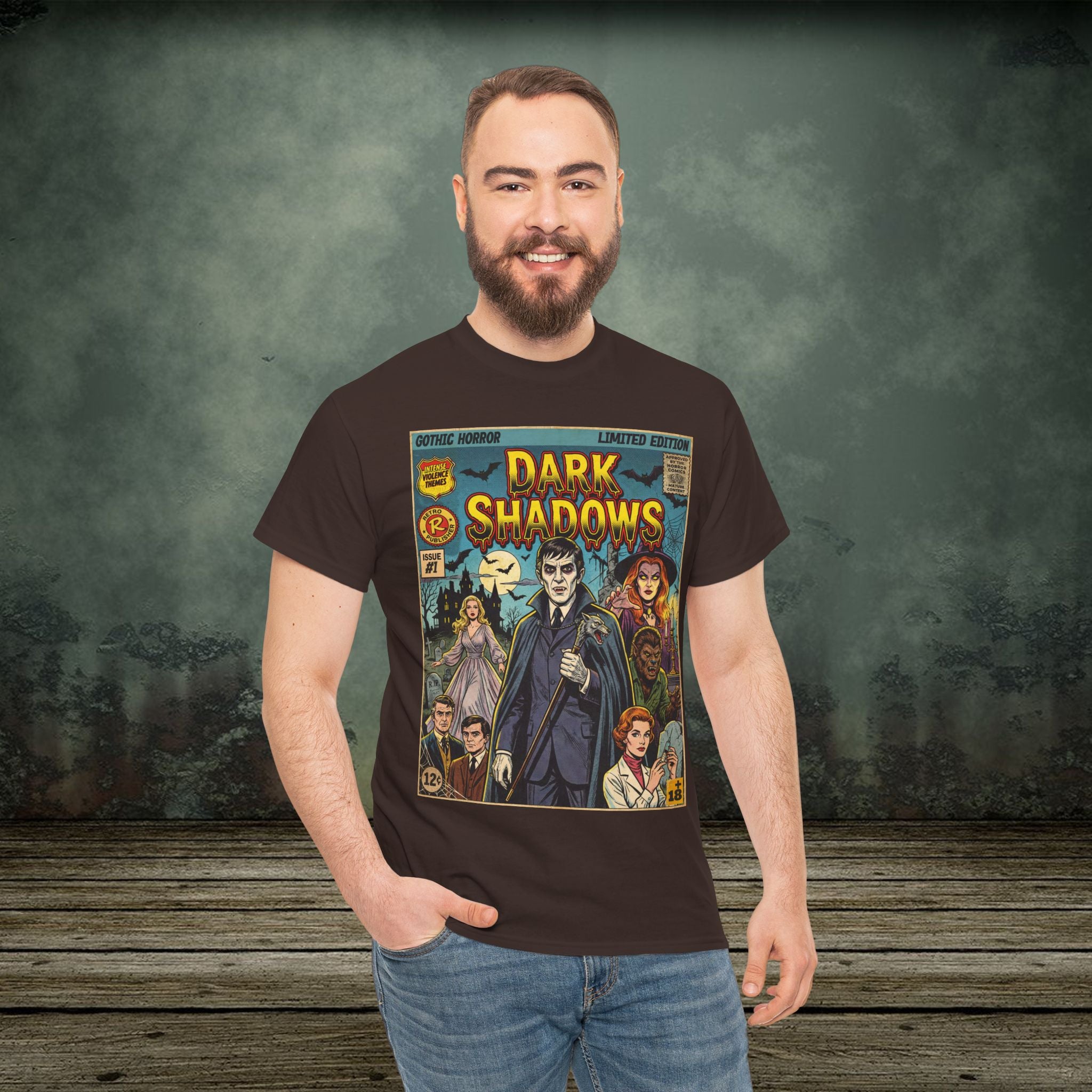Dark Shadows Classic Horror Movie Comic Art T-Shirt