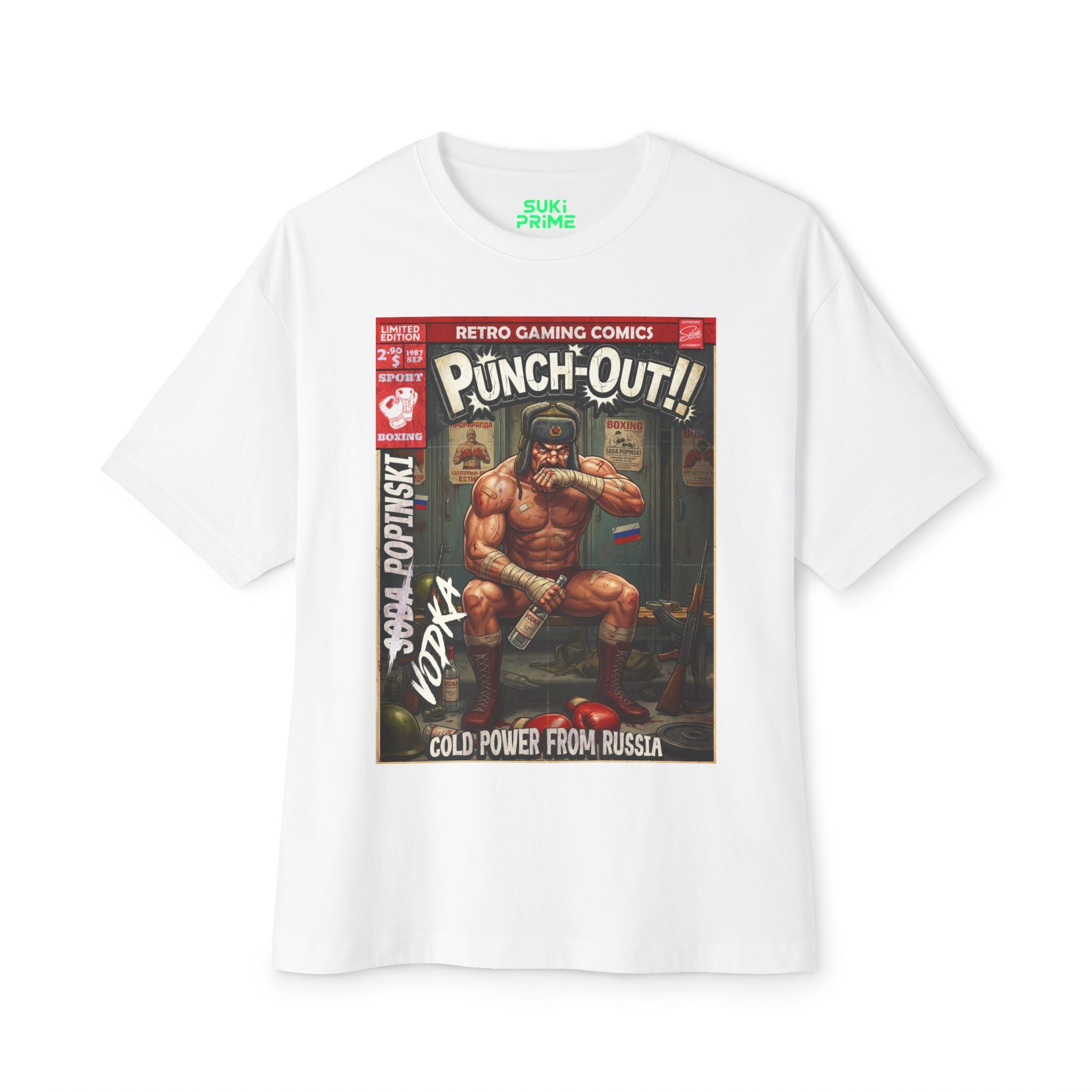 Punch-Out Piston Vodka Popinski Comic Cover Oversized T-Shirt