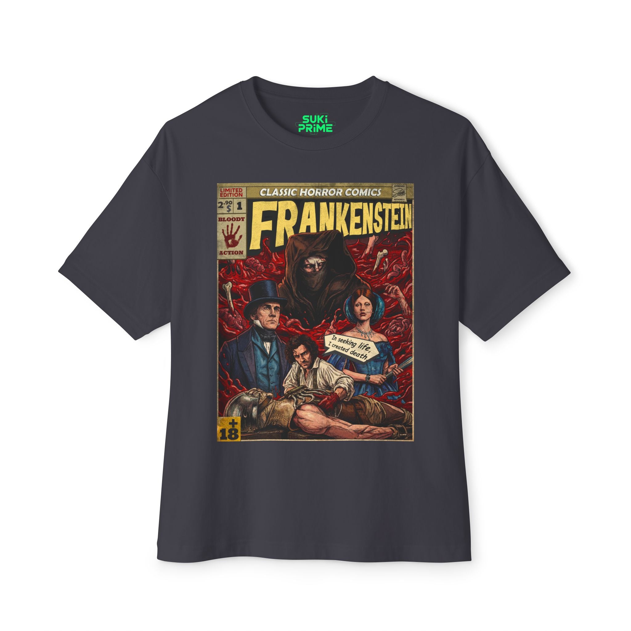 Frankenstein Movie Comic Cover Oversized T-Shirt
