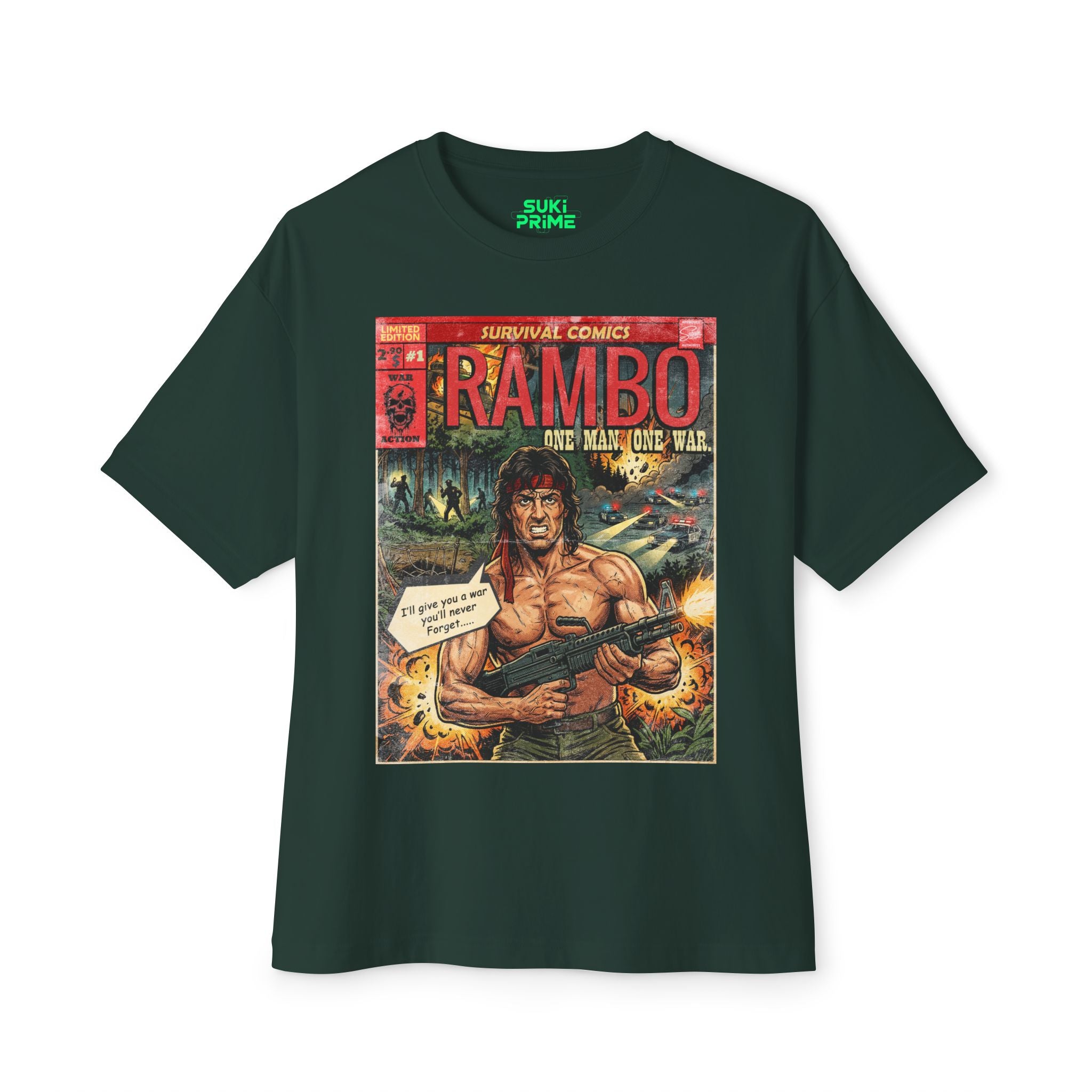 Rambo Movie Comic Cover Oversized T-Shirt