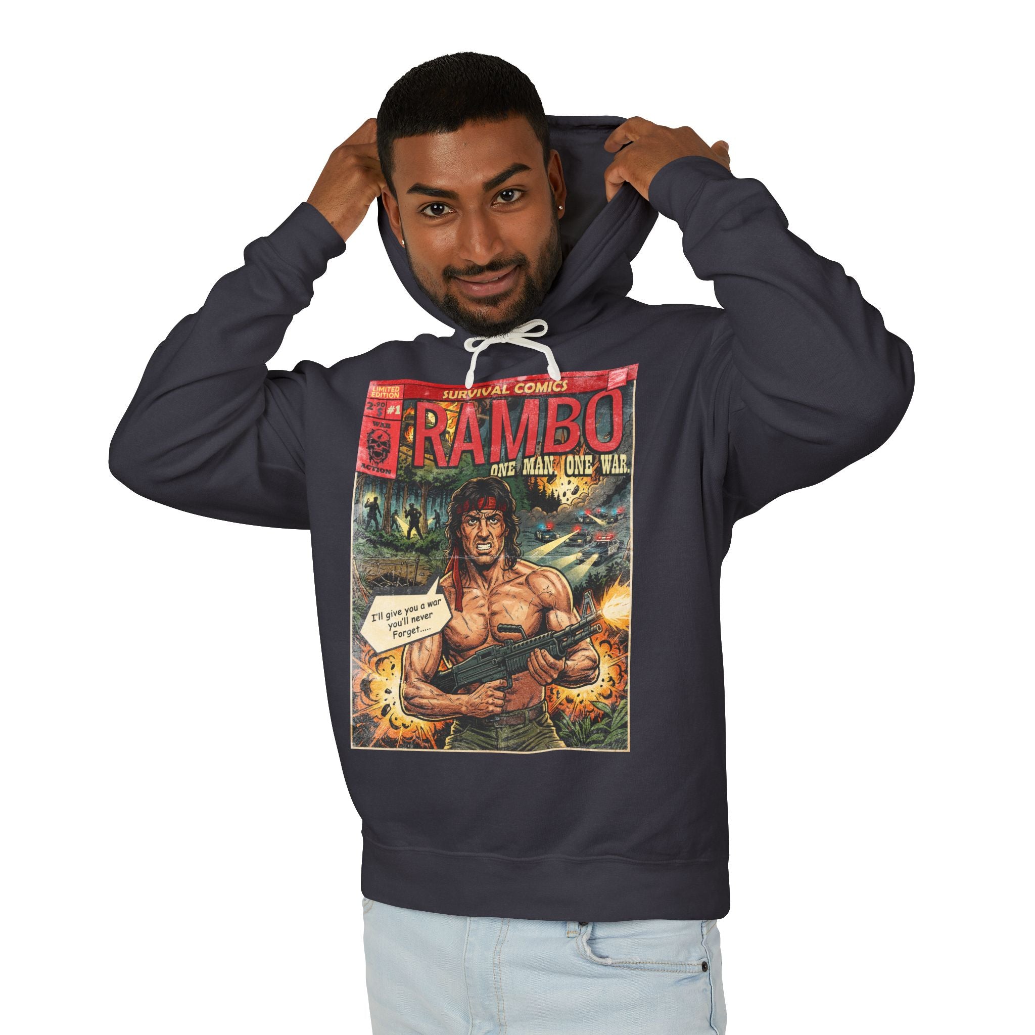 Rambo Movie Comic Cover Hoodie