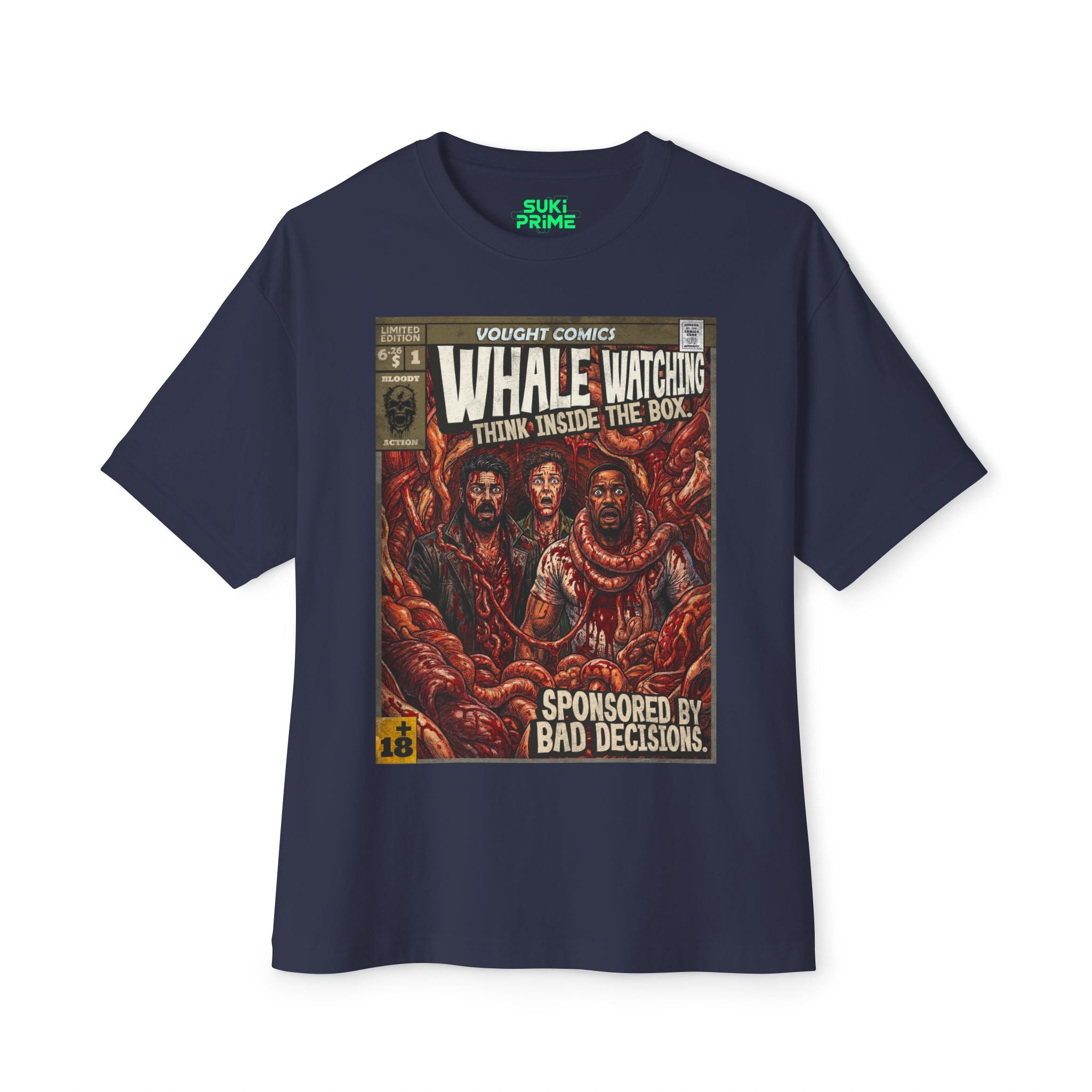 Whale Watching Comic Cover Oversized T‑Shirt