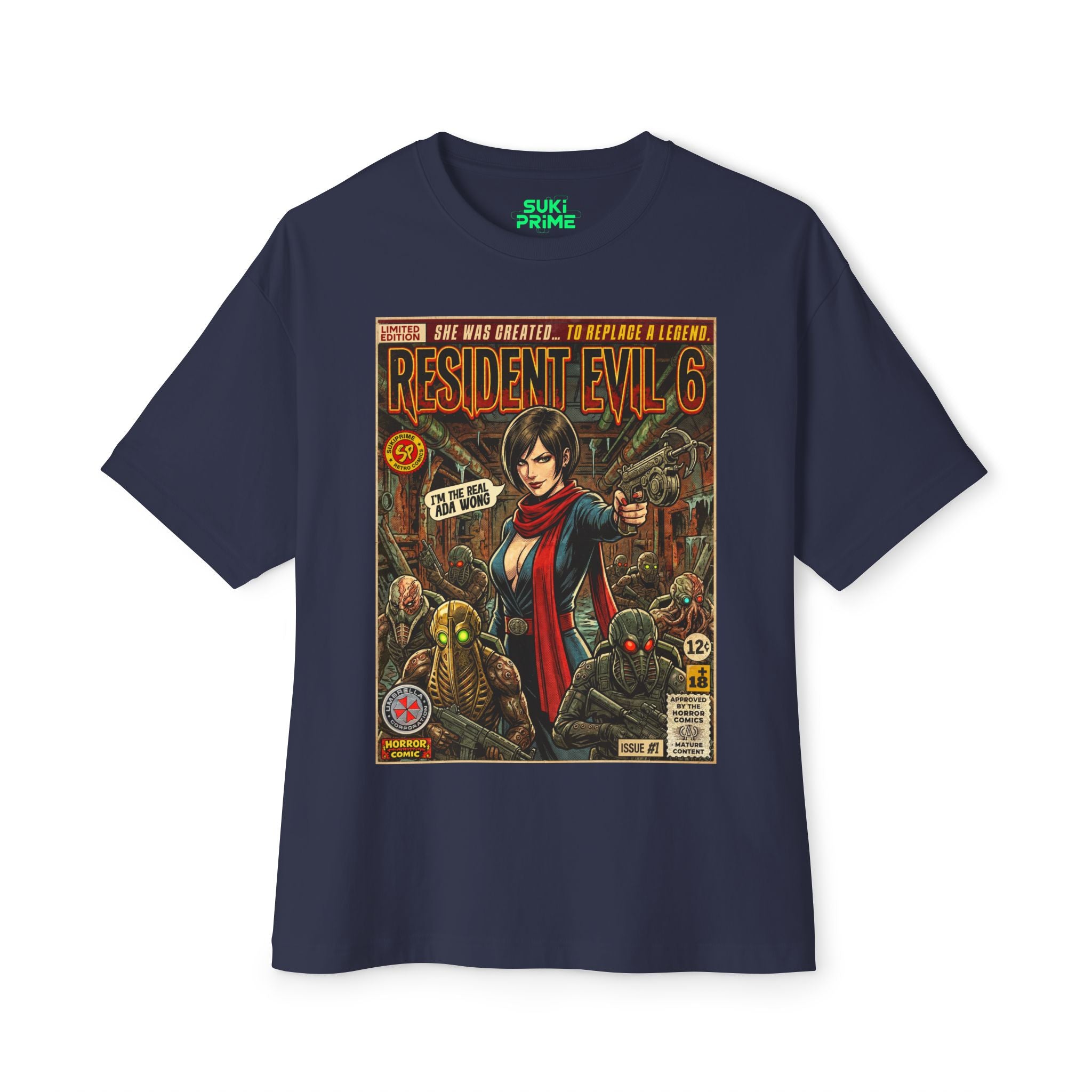 Blue Resident Evil 6 Comic Art Oversized T-Shirt