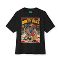 Black t-shirt with 'Dirty Bull' graphic design on a white background featuring unique vintage comic cover art, High-quality gaming apparel for retro horror fans by sukiprime