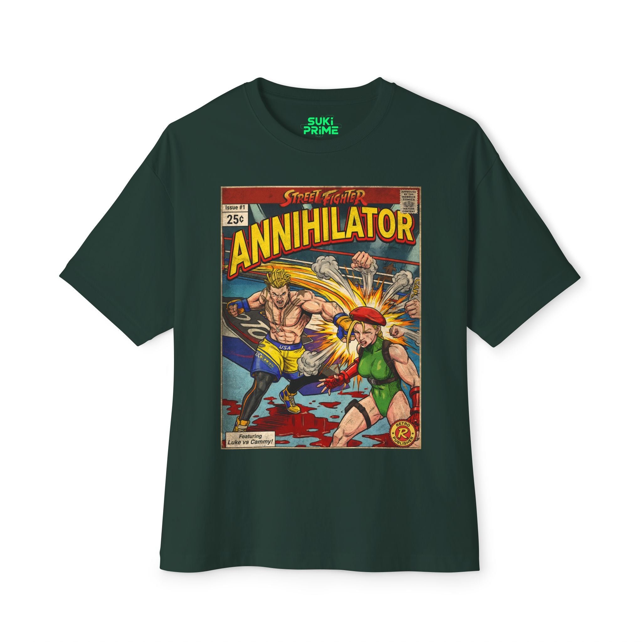 Luke Street Fighter Comic Cover Oversized T-Shirt
