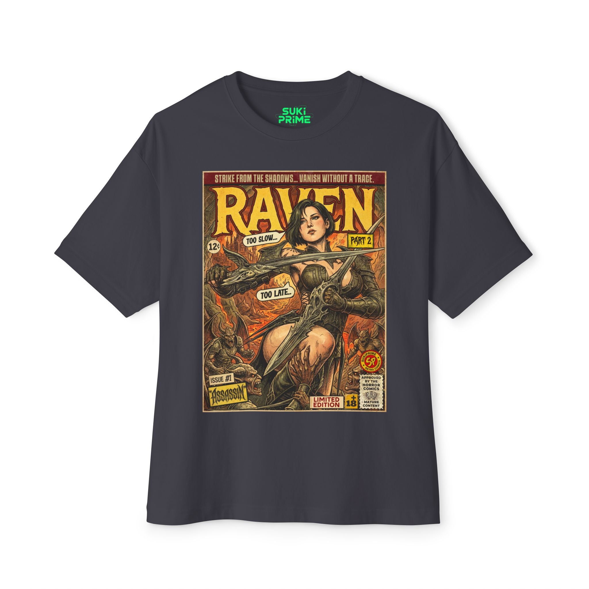Raven 2 Assassin Comic Art Oversized T-Shirt