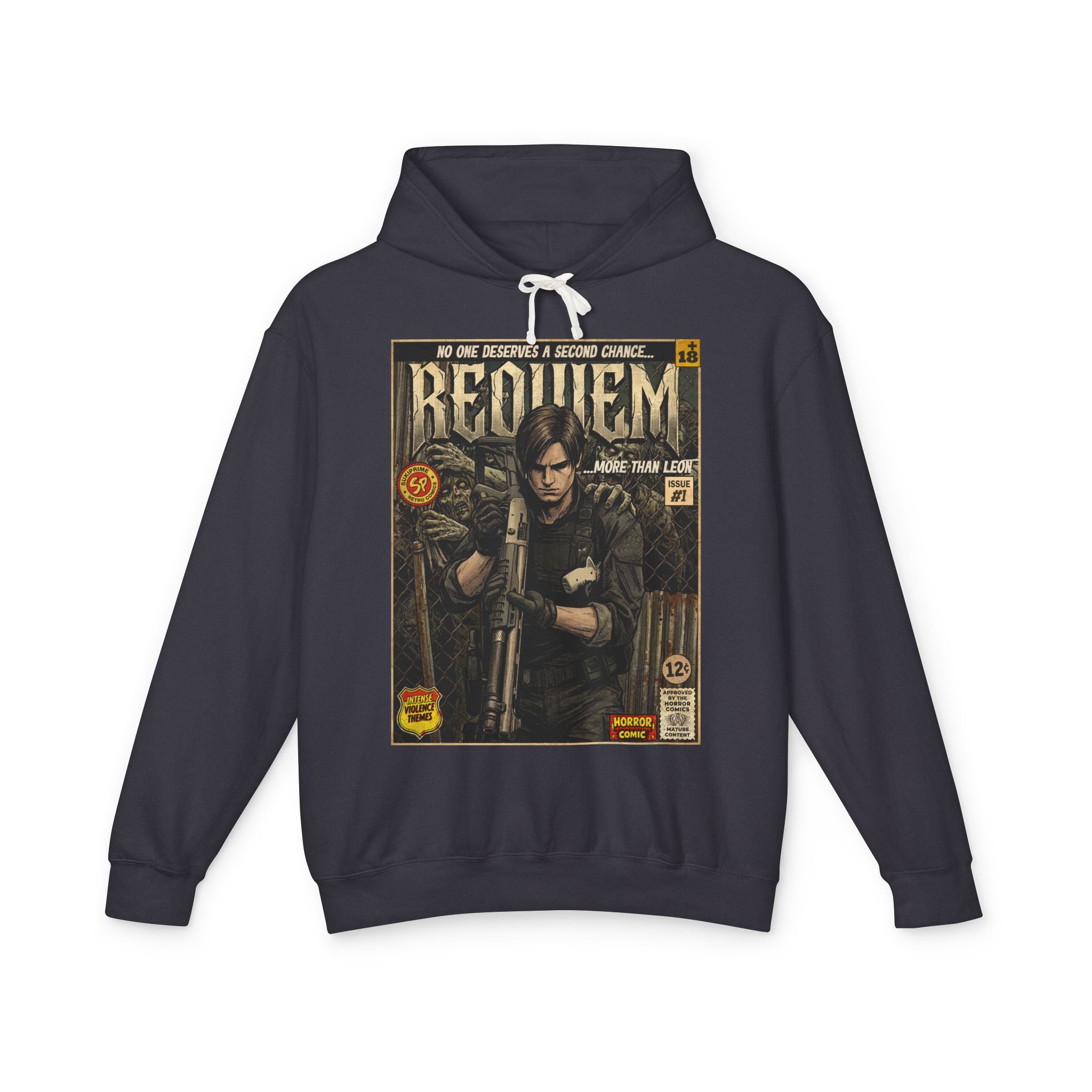 Resident Evil Requiem Comic Cover Gaming Hoodie featuring unique vintage comic cover art. High-quality gaming apparel for retro fans by SukiPrime