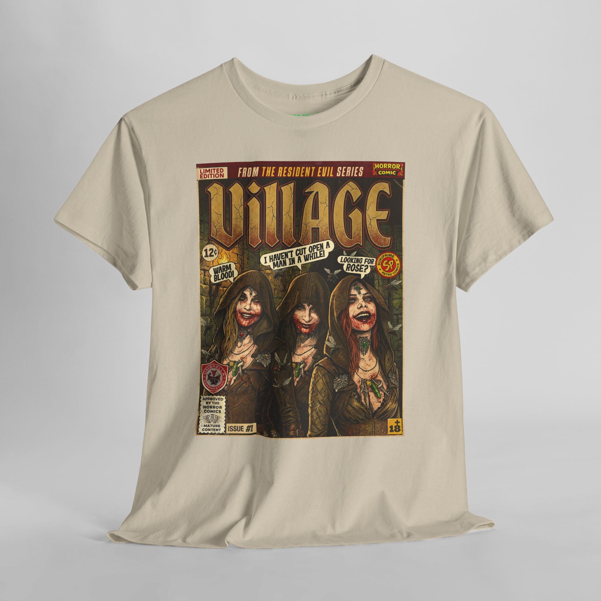 Sand Black Resident Evil Village Comic Art T-Shirt by SukiPrime