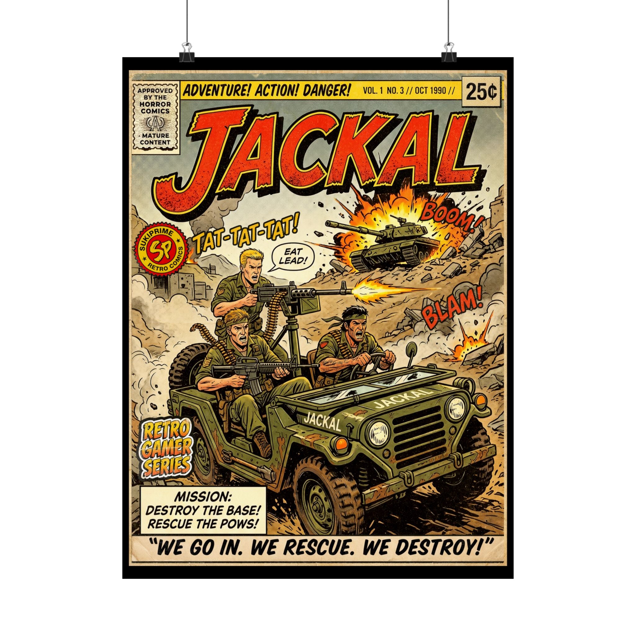 Arcade game Jackal Comic Art Poster by SukiPrime