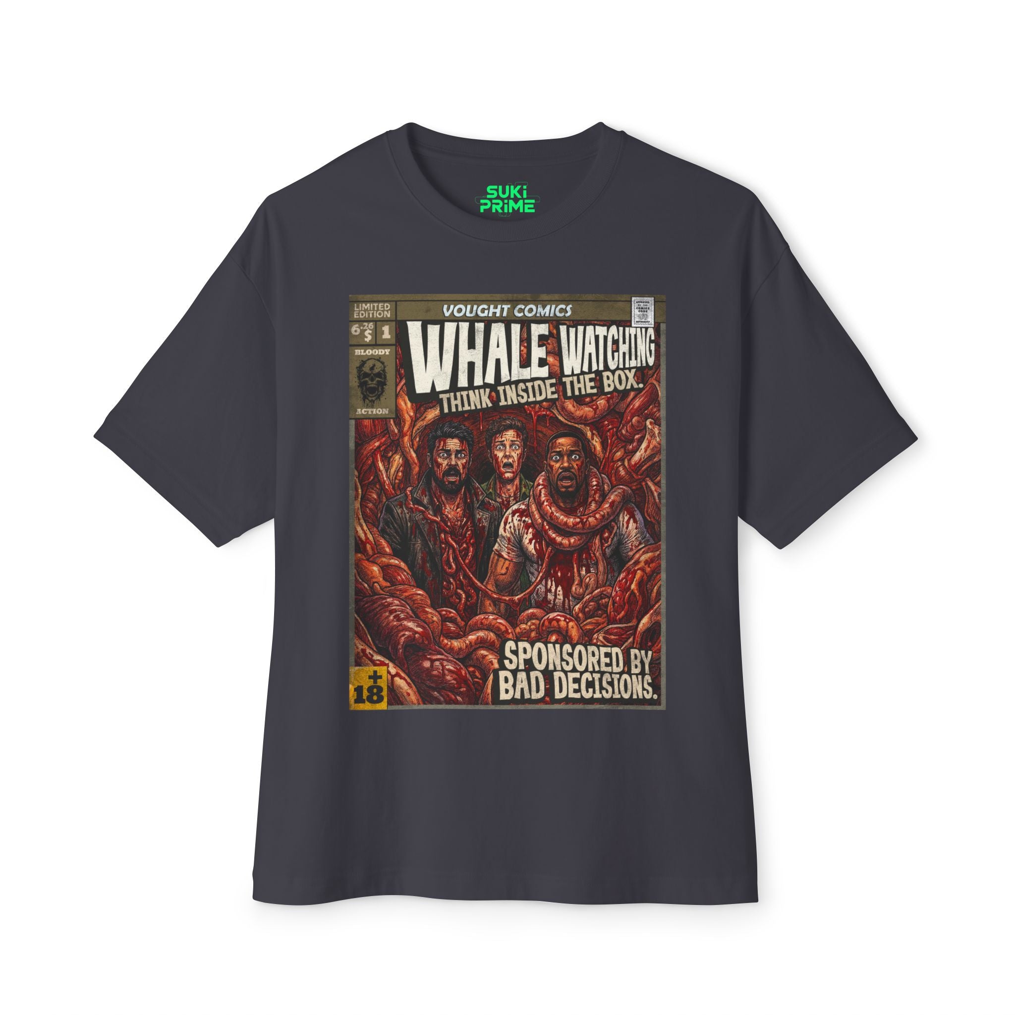 Whale Watching Comic Cover Oversized T‑Shirt
