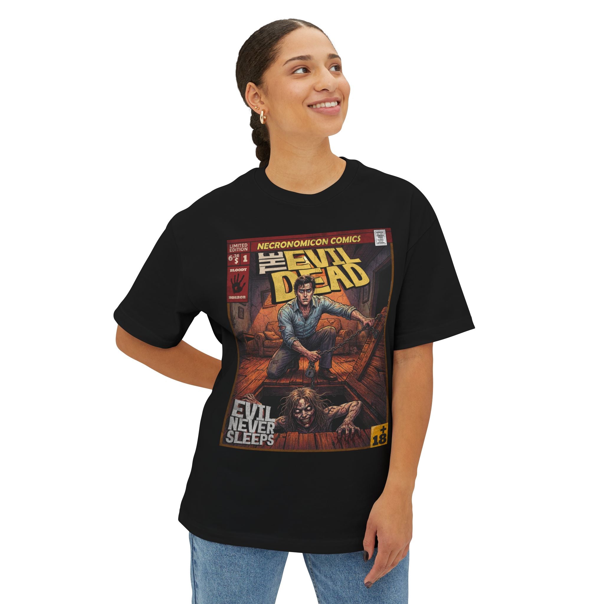 The Evil Dead Movie Comic Cover Oversized T-Shirt