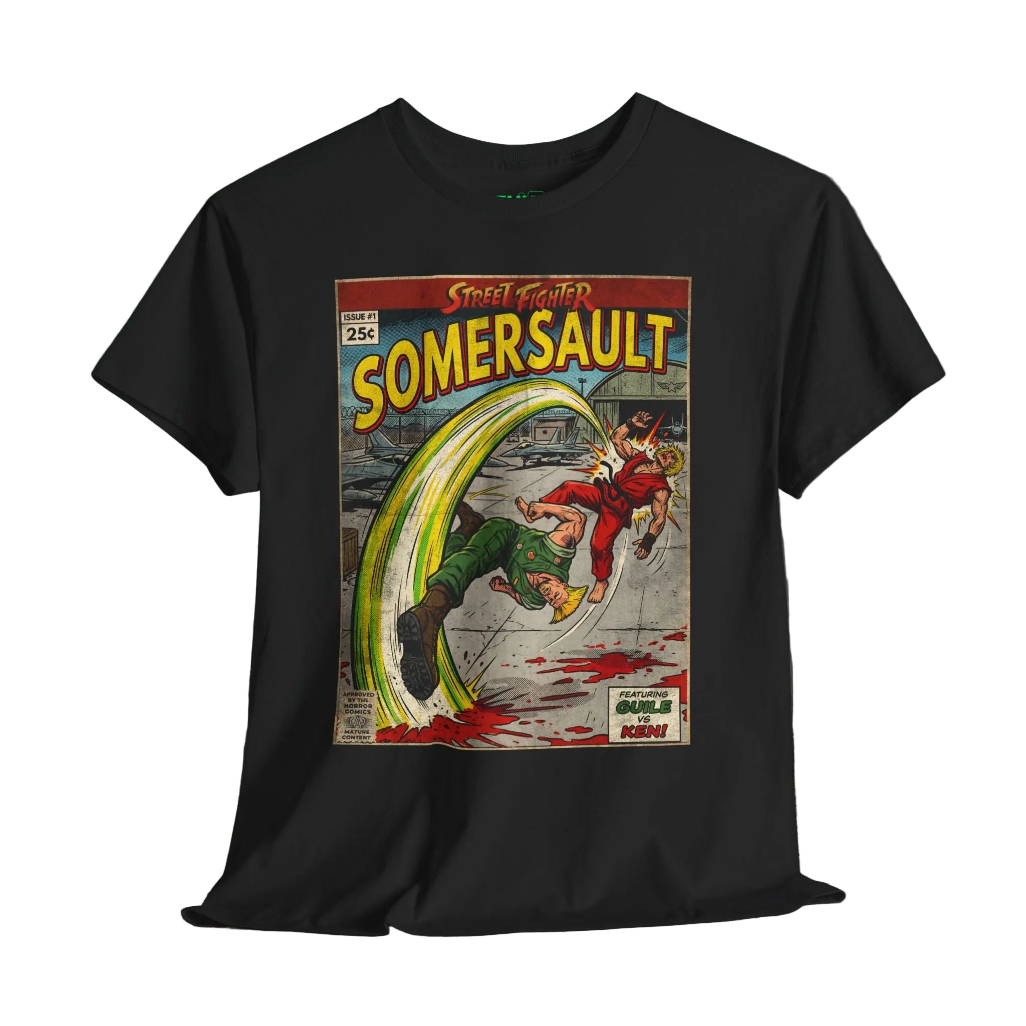 illustrated gaming t-shirt with comic book cover art style design by SukiPrime
